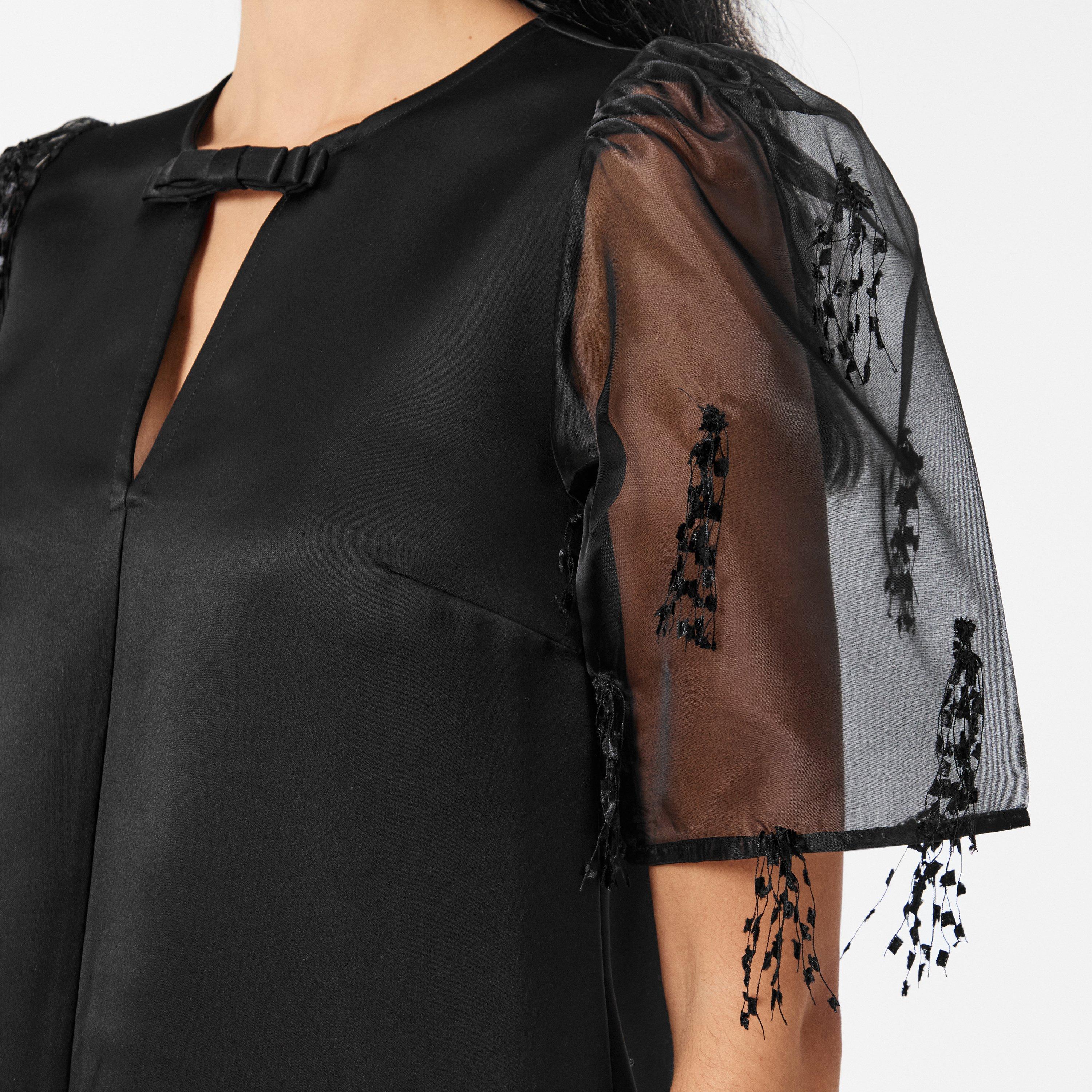 Black - Ganni - Women's Organza Mini Dress - 5