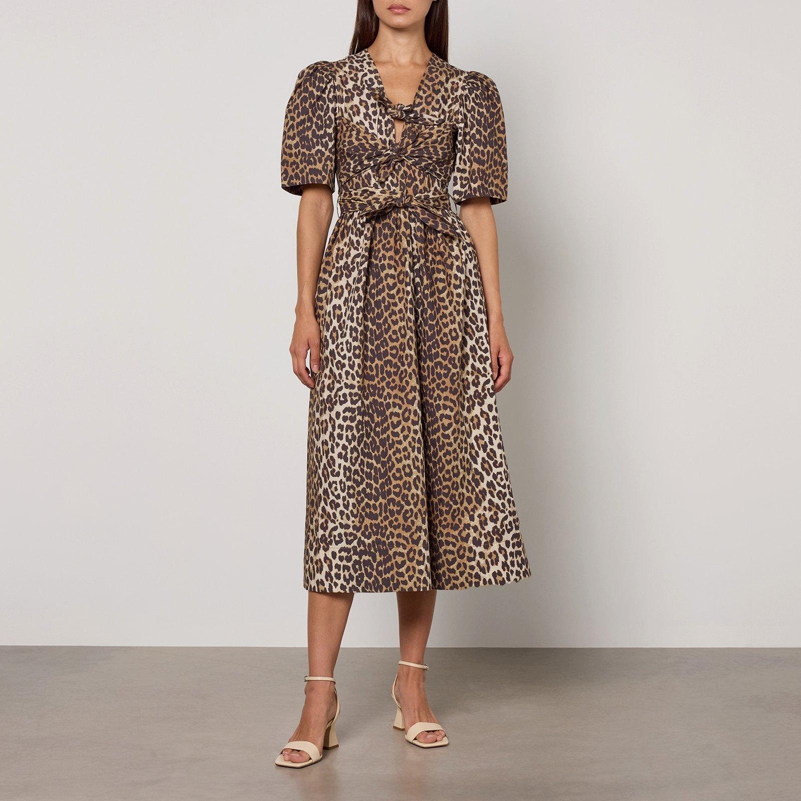 Leopard - Ganni - Women's Tie Strap Midi Smock Dress - 1
