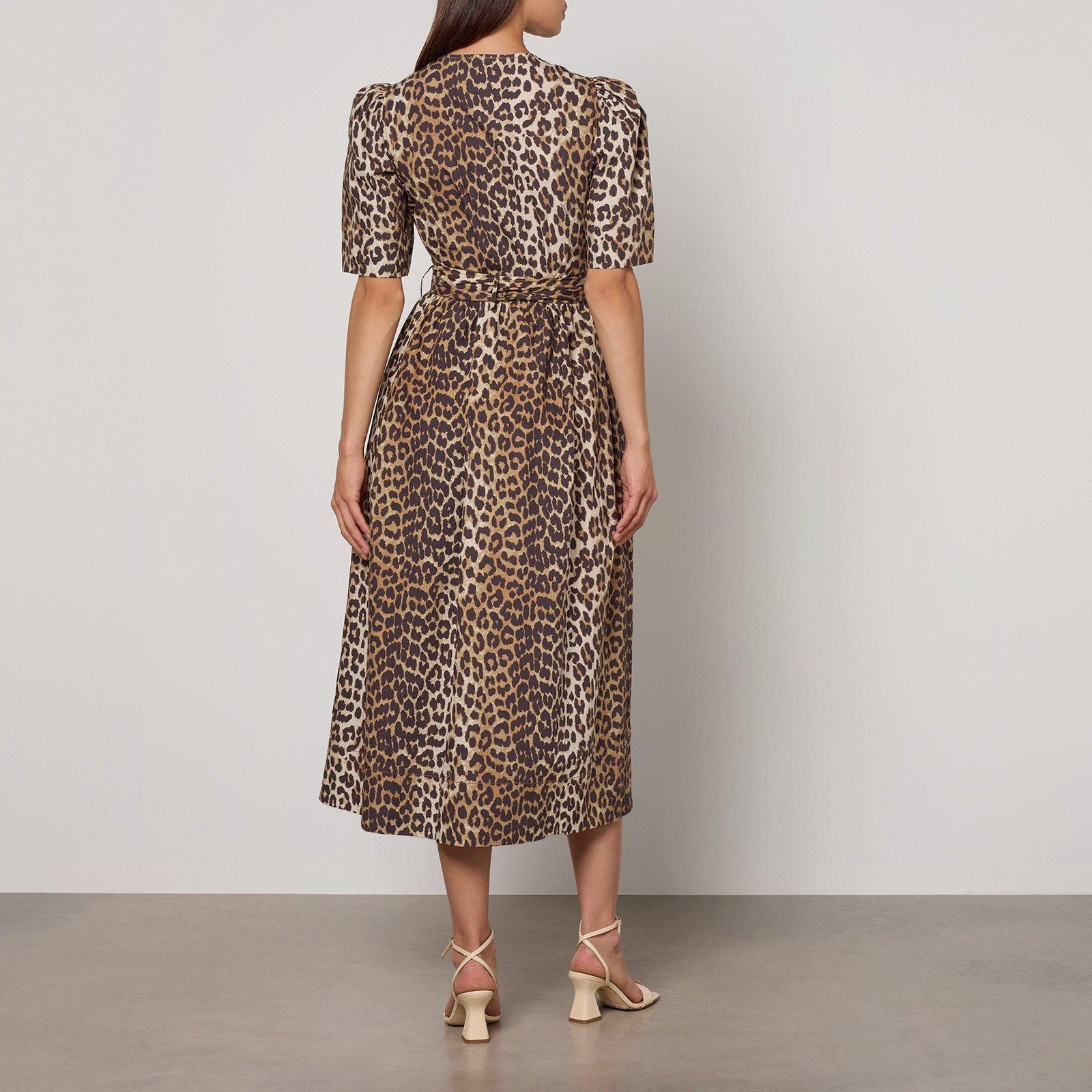 Leopard - Ganni - Women's Tie Strap Midi Smock Dress - 2