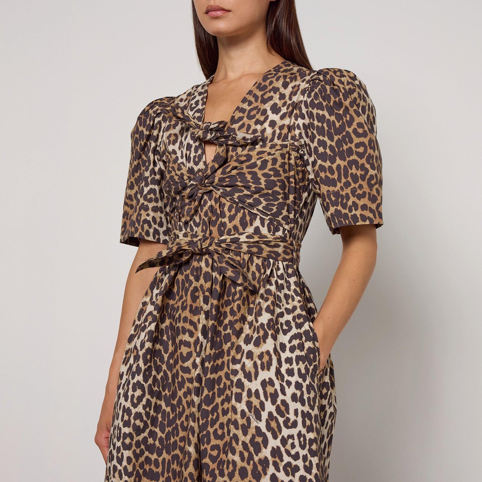Leopard - Ganni - Women's Tie Strap Midi Smock Dress - 3