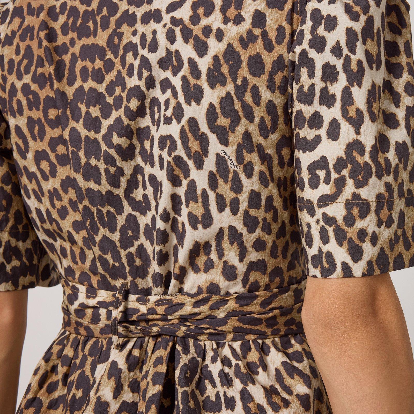 Leopard - Ganni - Women's Tie Strap Midi Smock Dress - 4