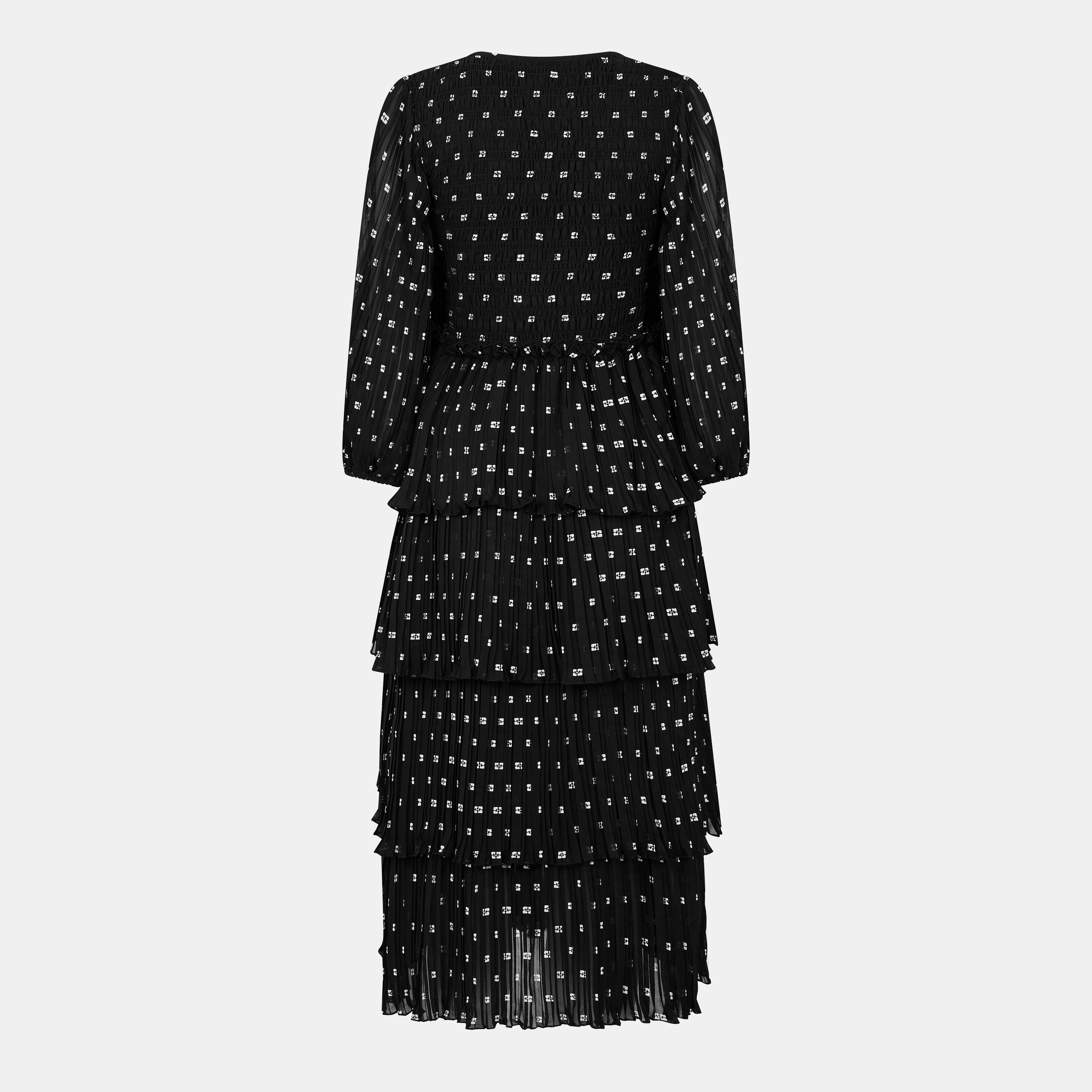 Black - Ganni - Women's Georgette Smock Dress - 2