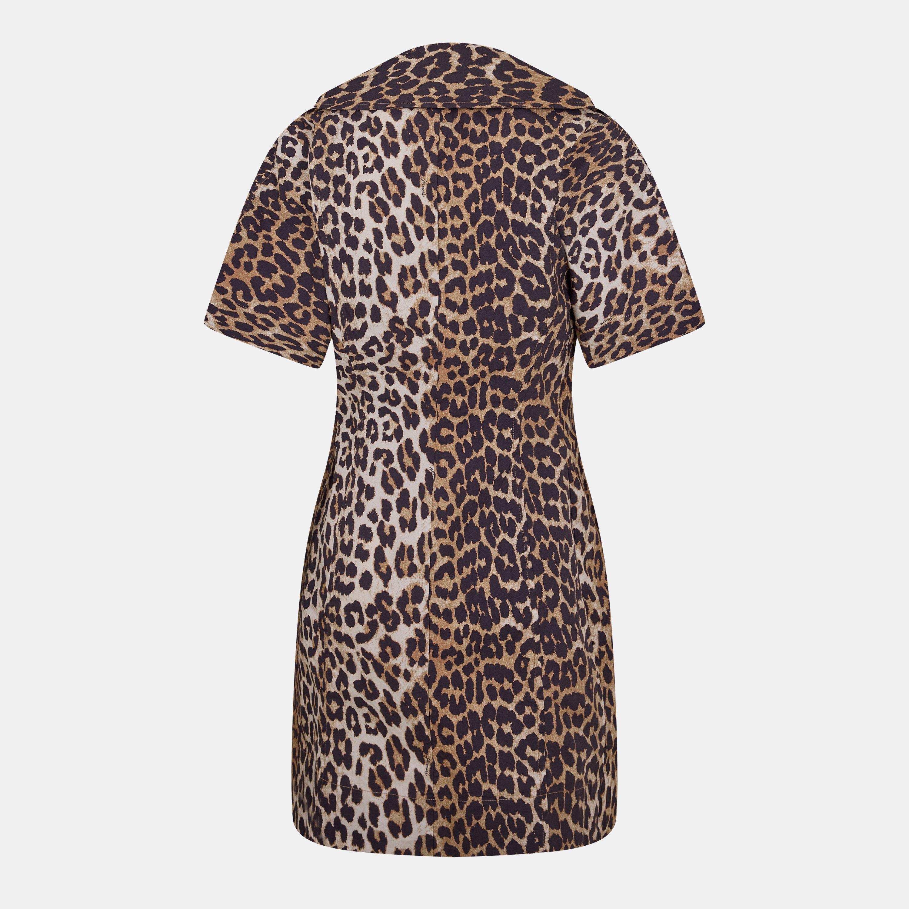 Leopard - Ganni - Women's Mini Wrap Dress - 2