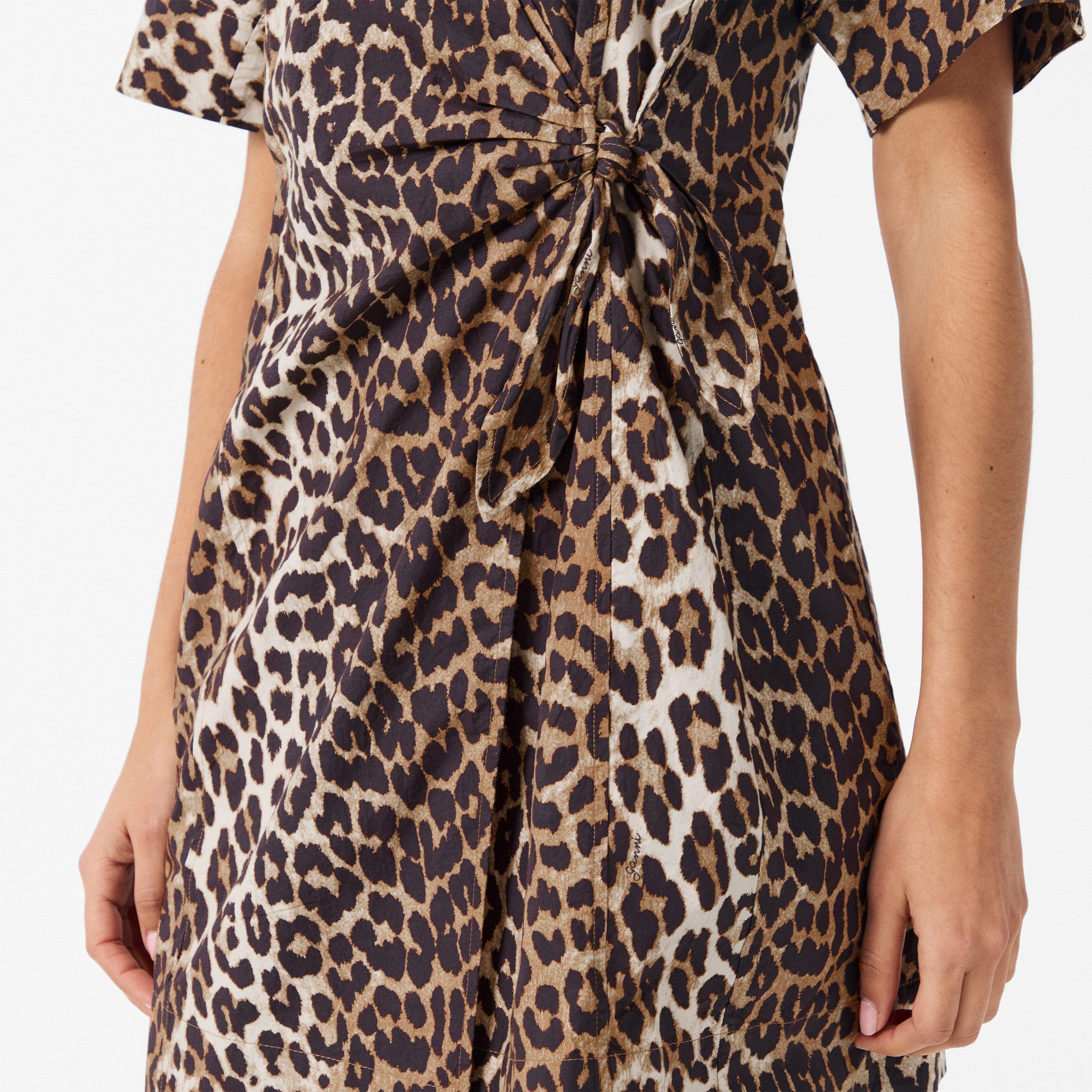 Leopard - Ganni - Women's Mini Wrap Dress - 5