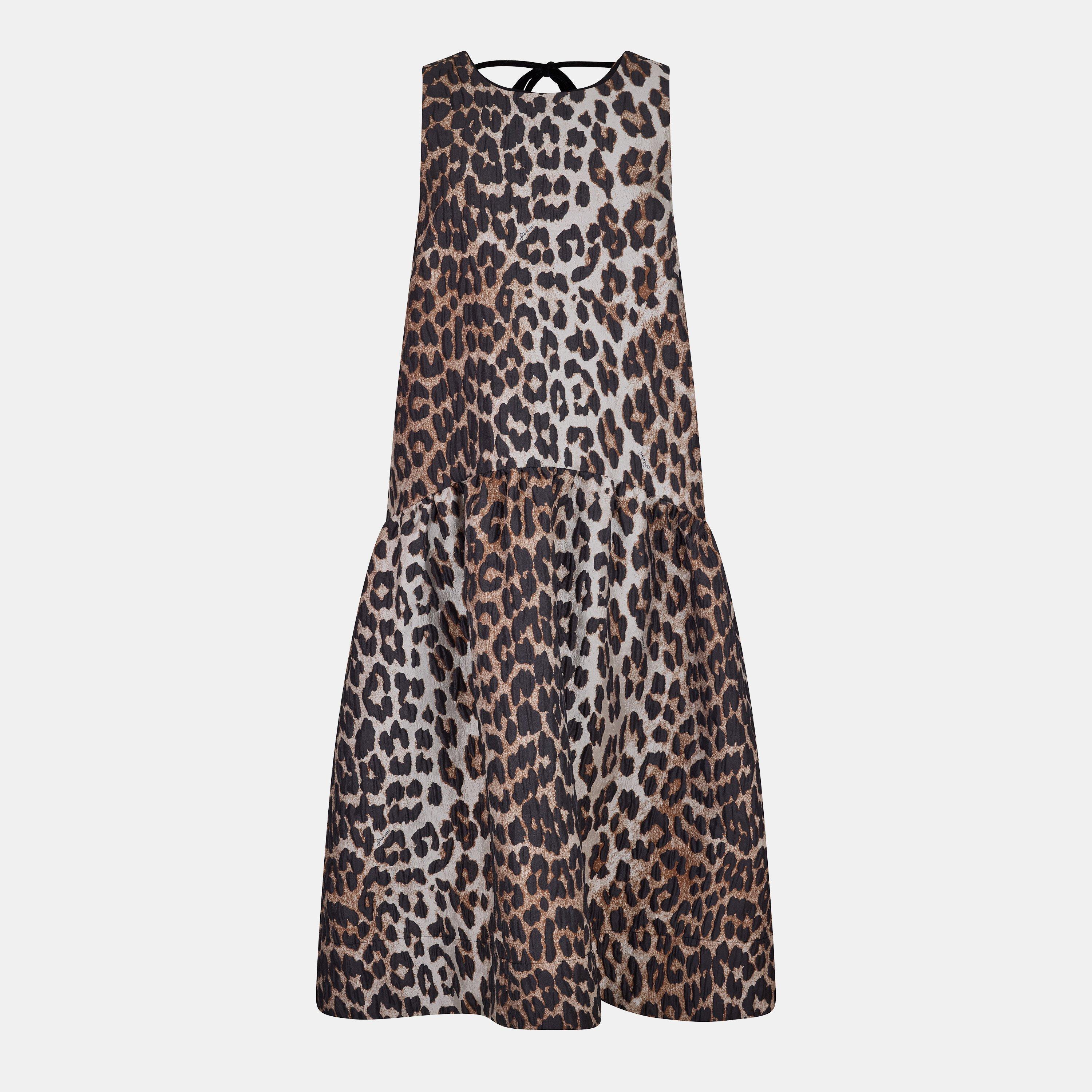 Leopard - Ganni - Women's Jaqrd Midi Shift Dress - 1