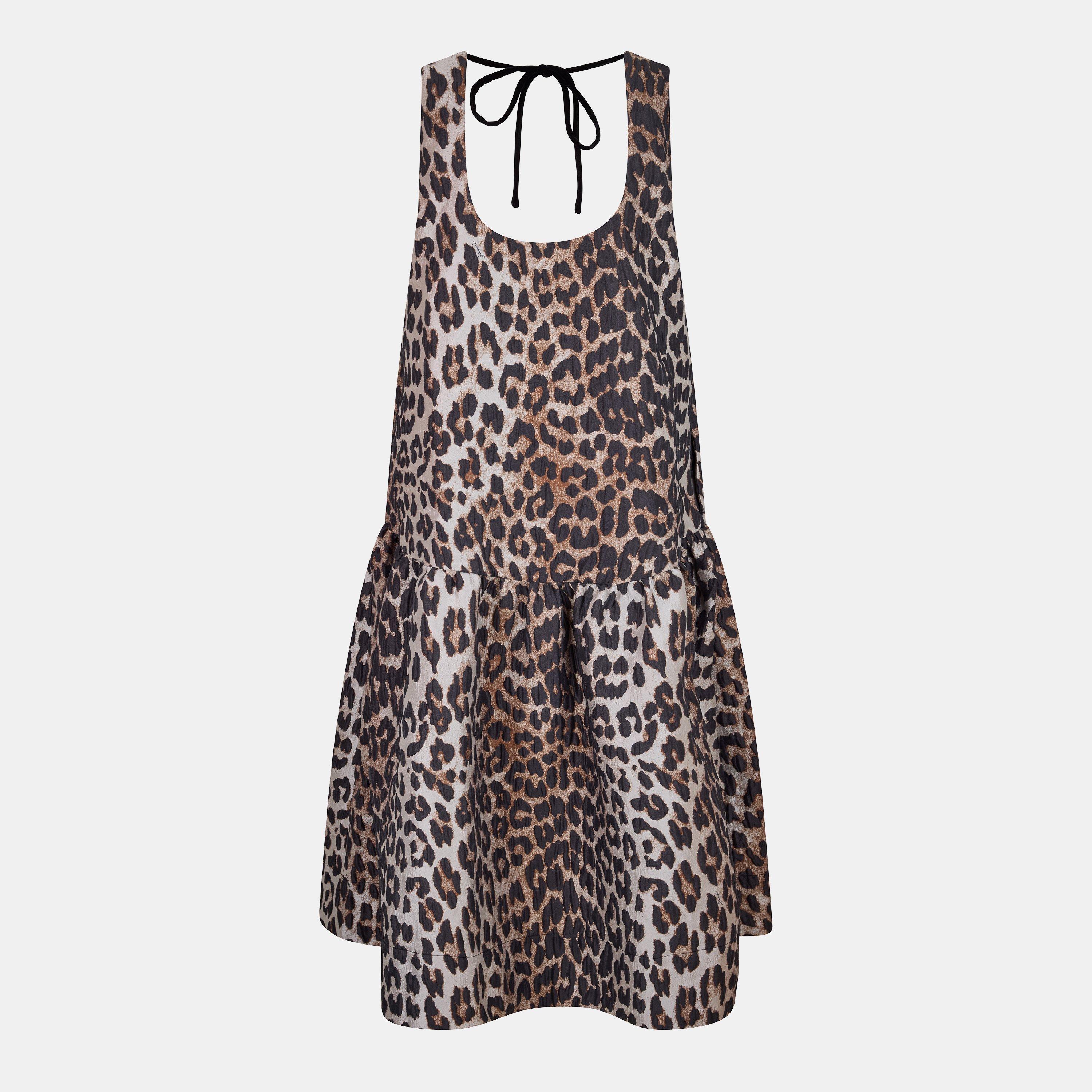 Leopard - Ganni - Women's Jaqrd Midi Shift Dress - 2