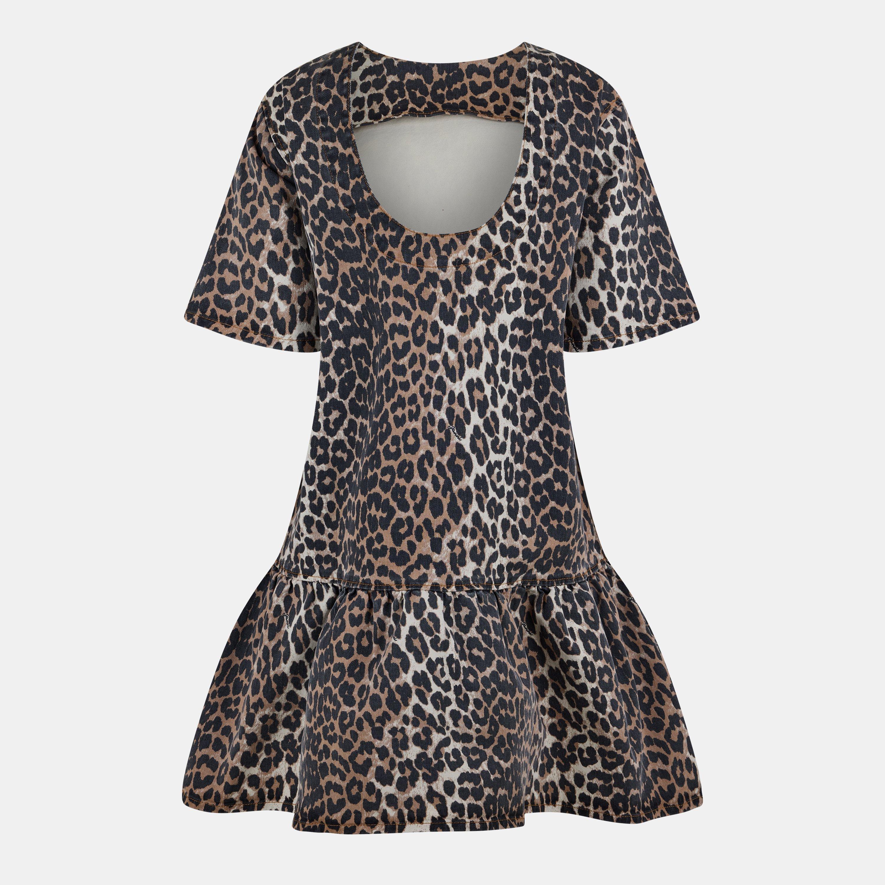 Leopard - Ganni - Women's Denim Print Mini Dress - 2