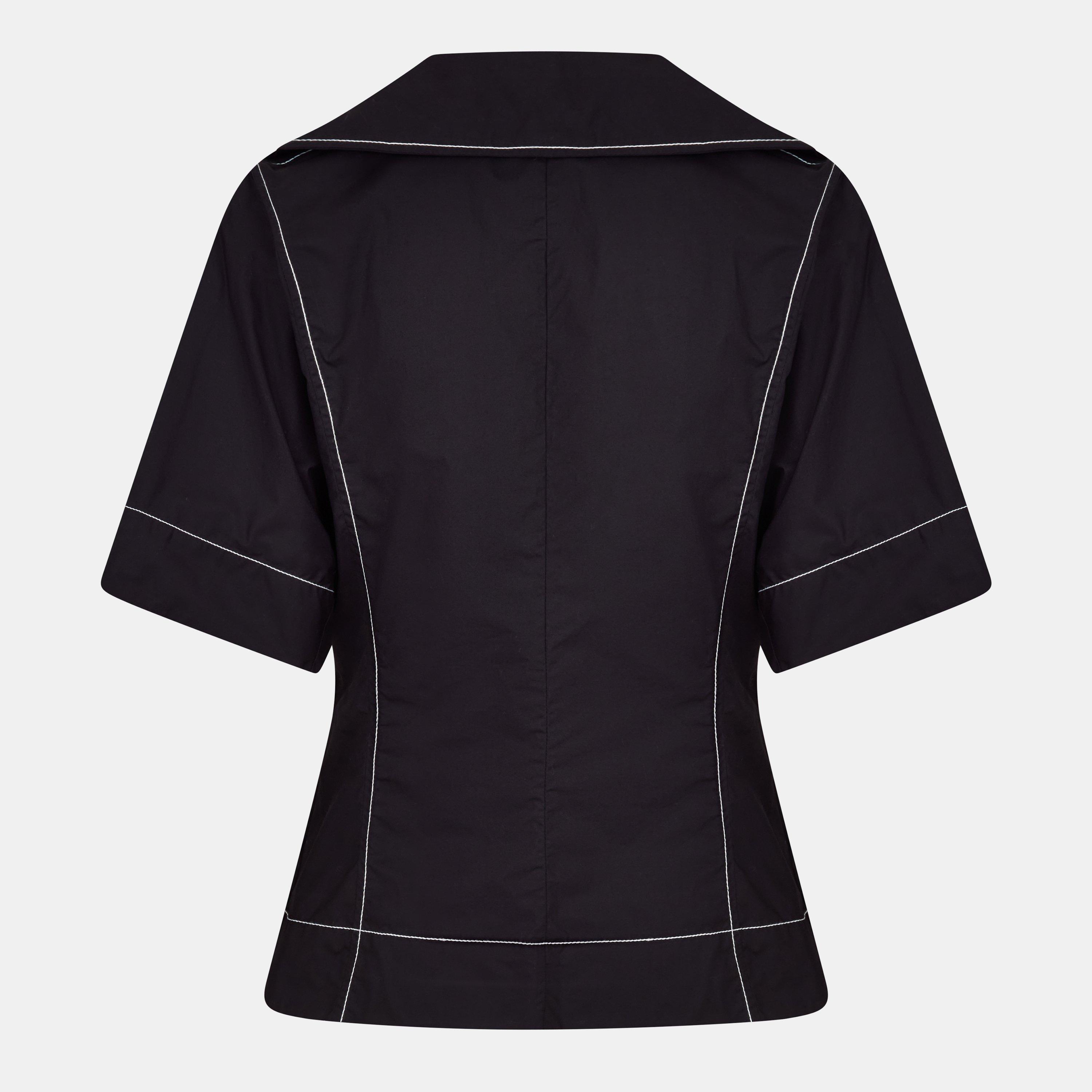 Black - Ganni - Women's Blouse Wrap Top - 2