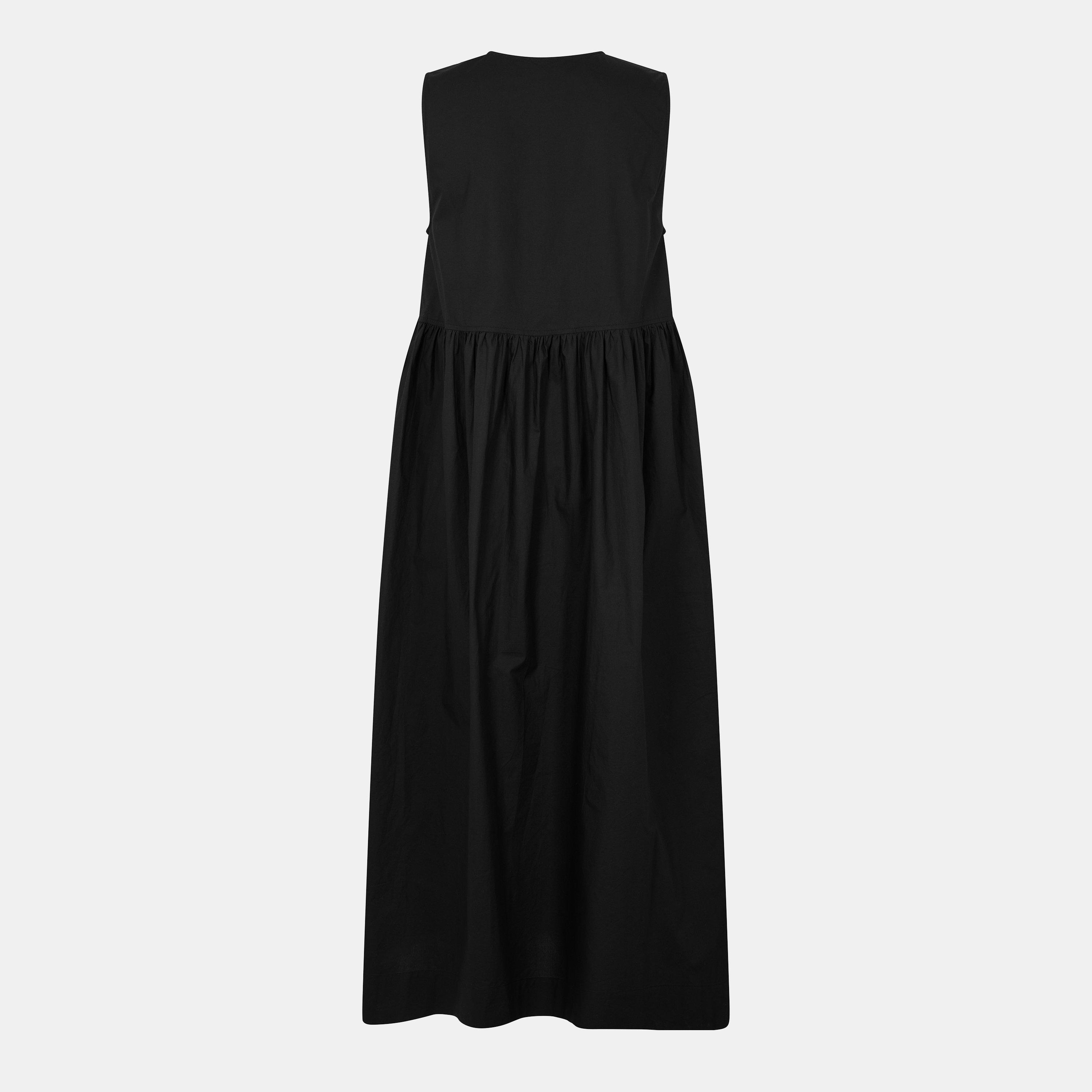 Black - Ganni - Women's Poplin Mid Shift Dress - 2