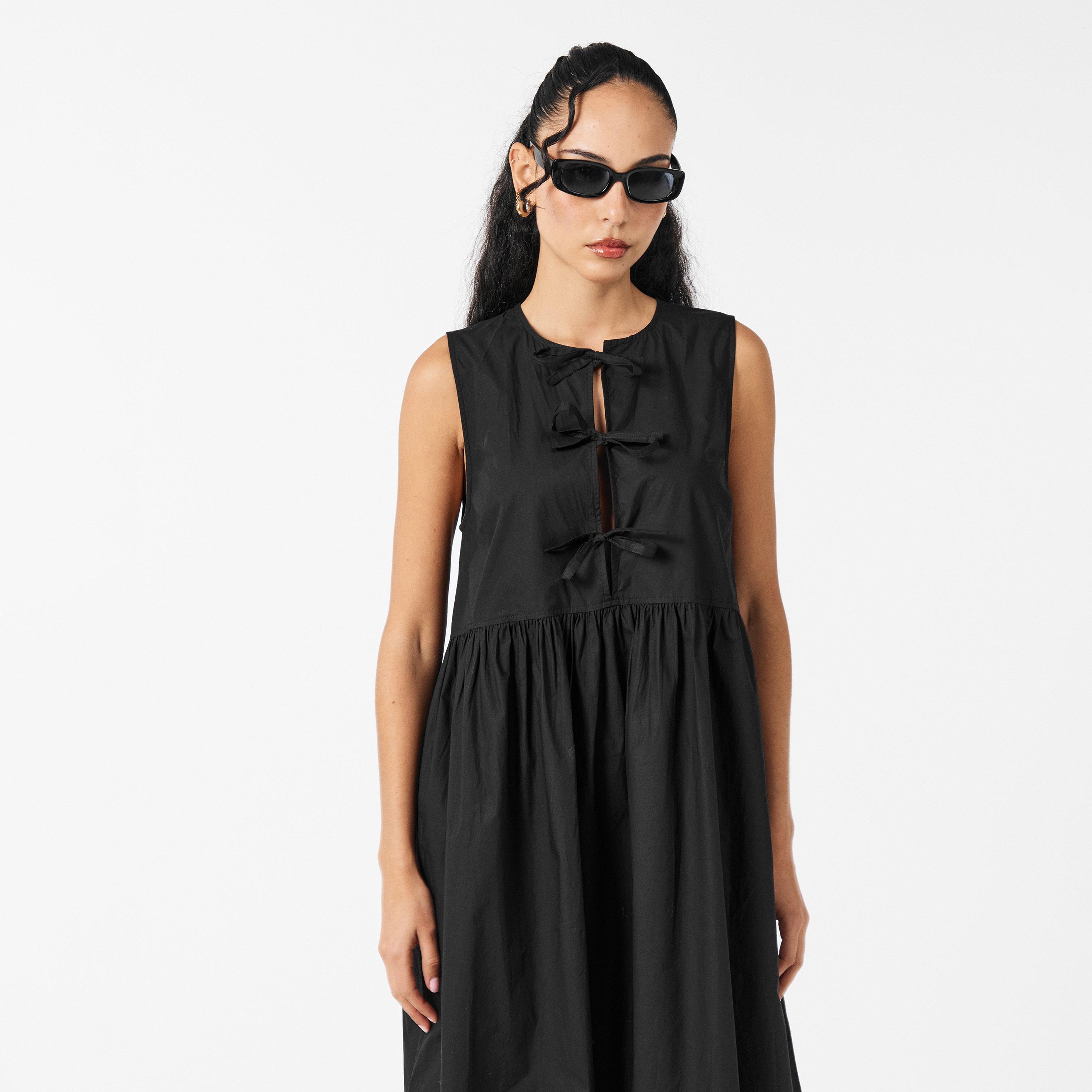 Black - Ganni - Women's Poplin Mid Shift Dress - 3