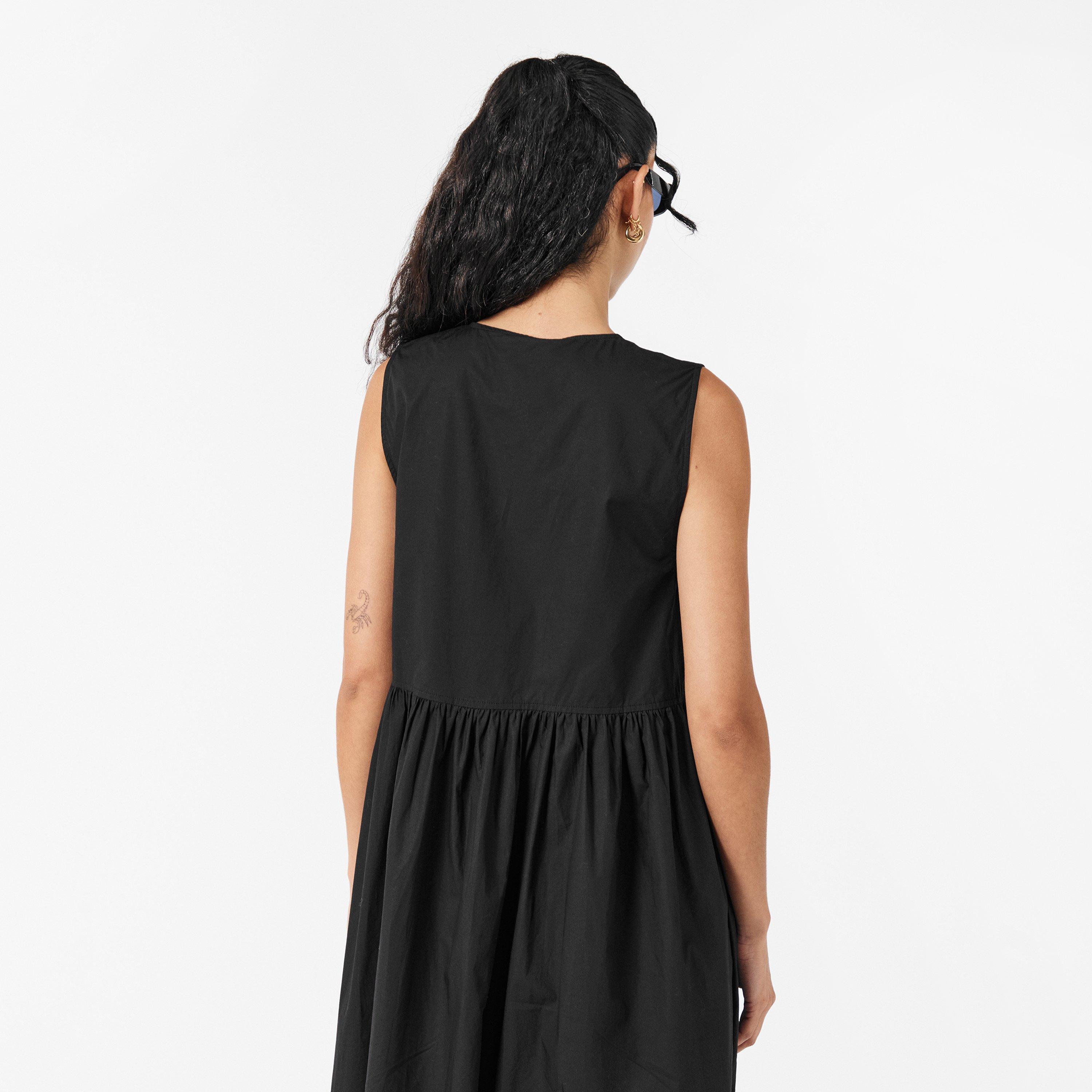 Black - Ganni - Women's Poplin Mid Shift Dress - 4