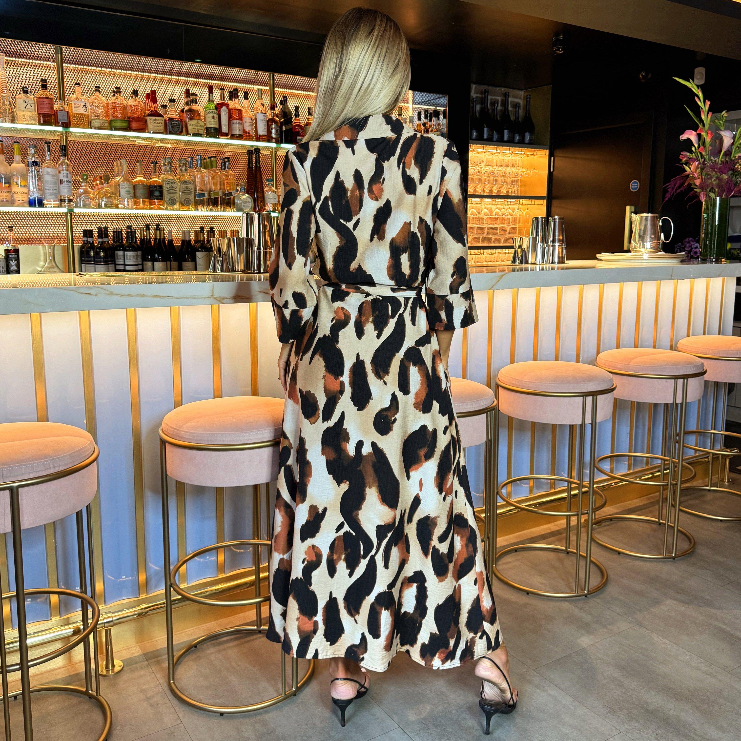 Multi - AX Paris - Leopard Print Shirt Midi Dress - 2