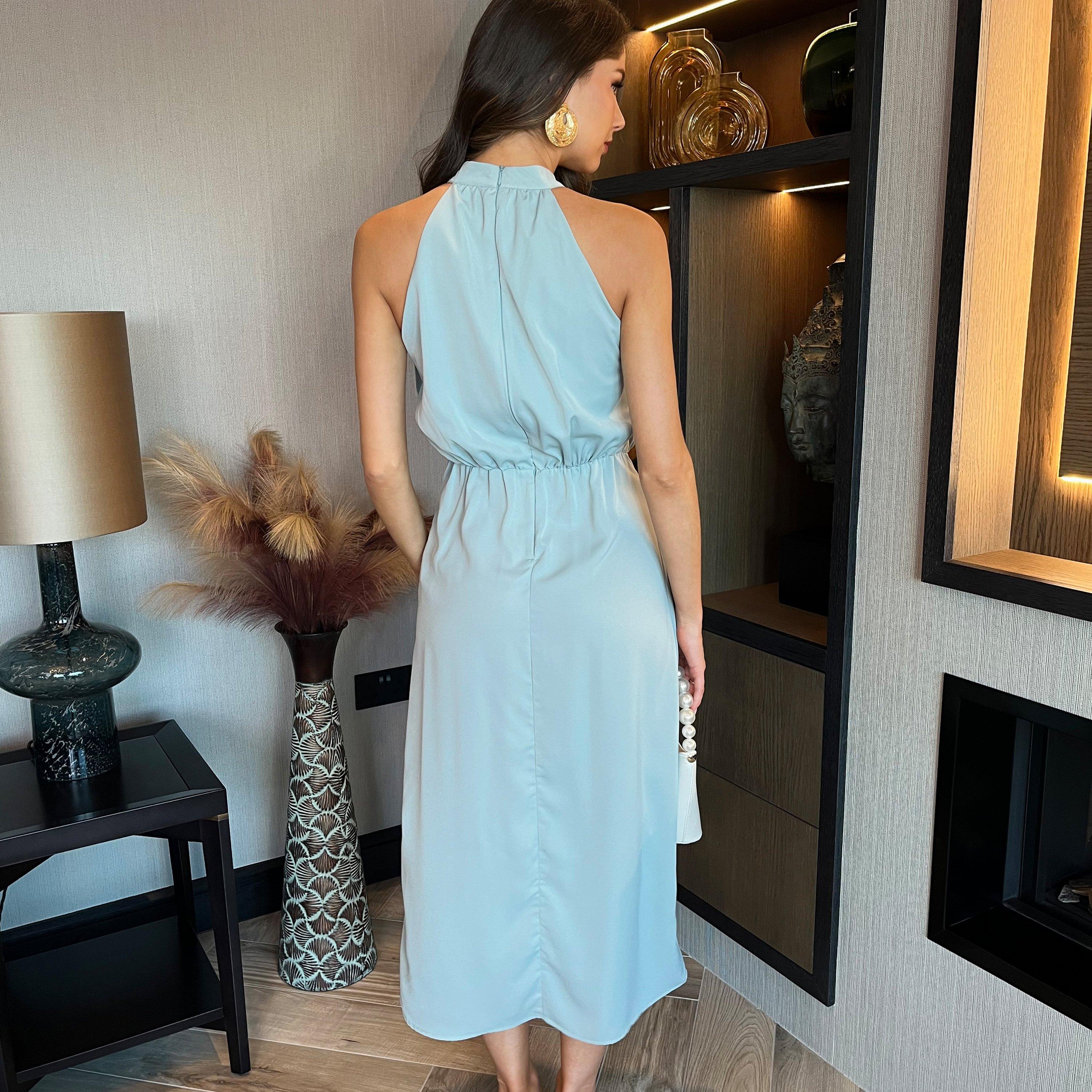 Duck Egg - AX Paris - Neck Dipped Hem Midi Dress - 2