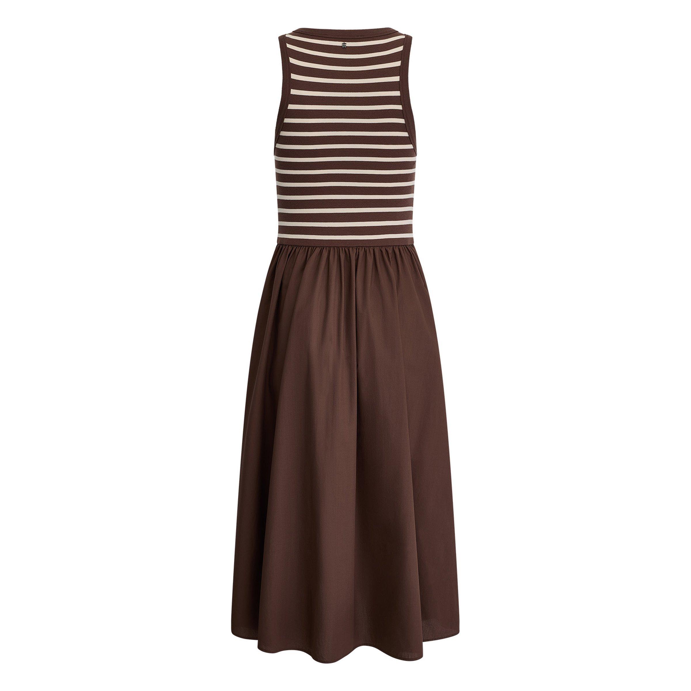 Chestnu/ Eggnog - DKNY - DKNY Jeans Rib Henley Tank Dress W/ Poplin Skirt - 2