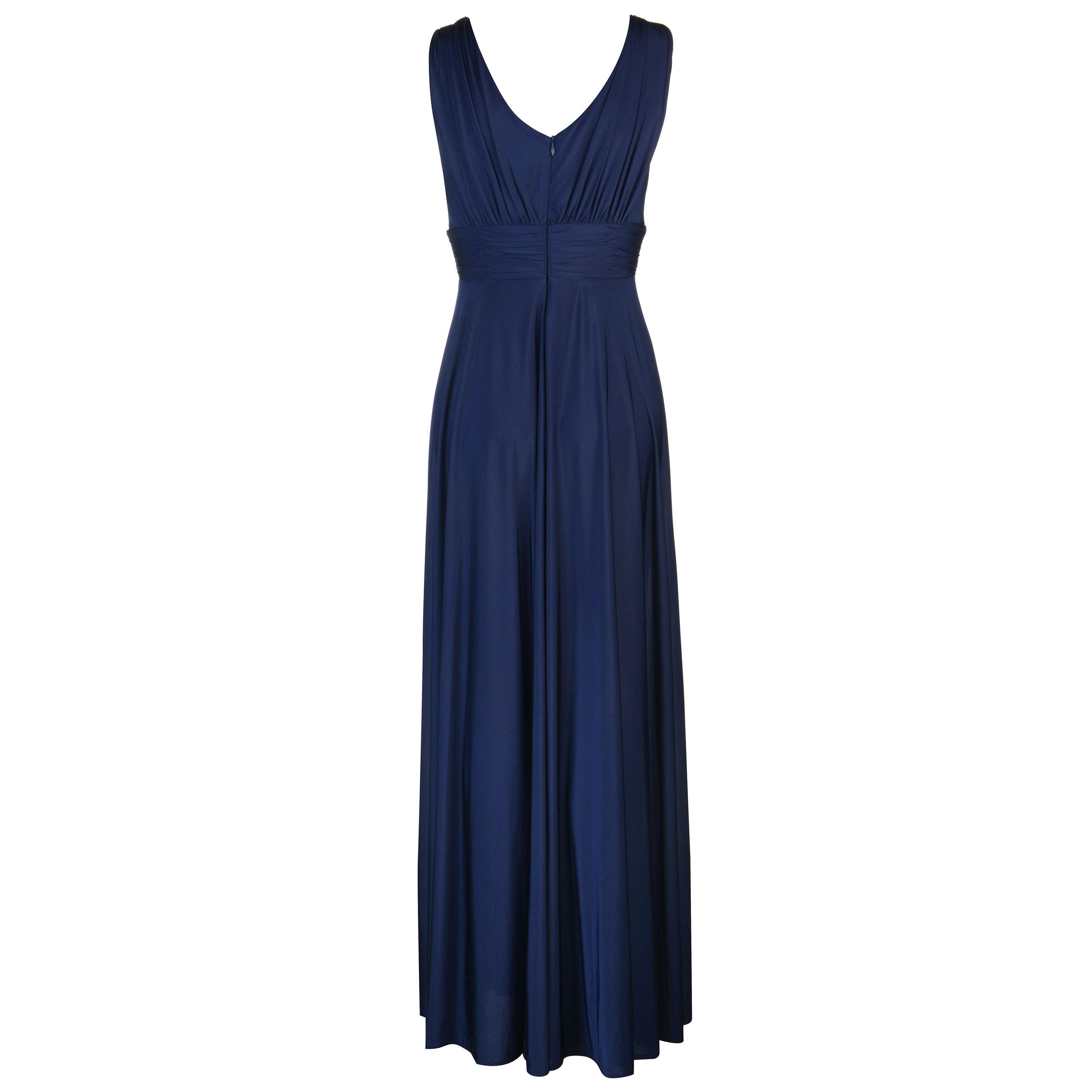 Navy - Biba - Bridesmaid Deep V Maxi Dress - 5