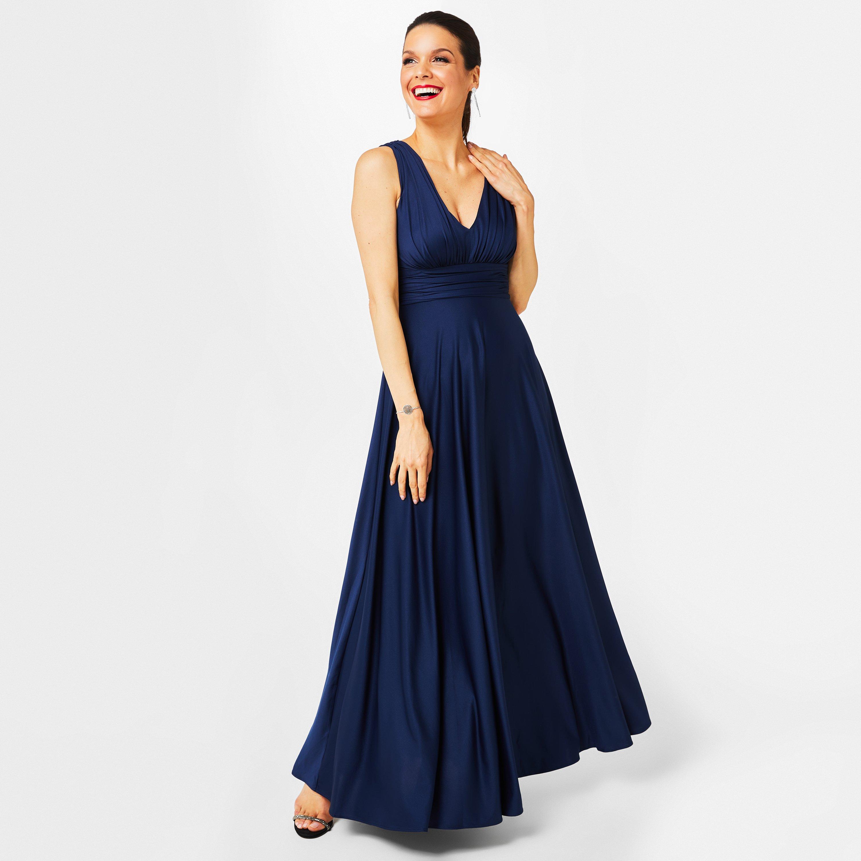 Navy - Biba - Bridesmaid Deep V Maxi Dress - 4