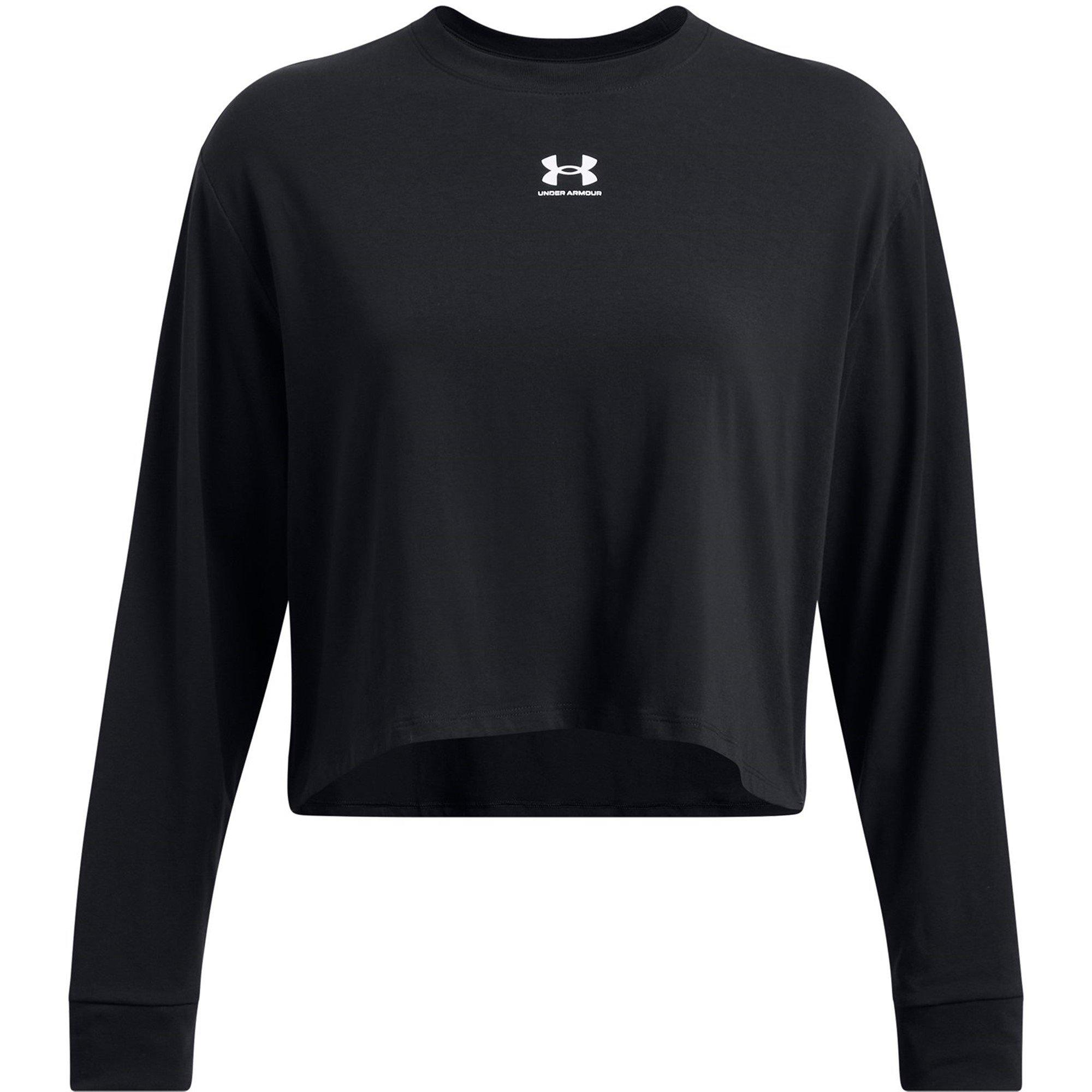 Black/White - Under Armour - Rival Terry Oversized T-Shirt Womens - 1