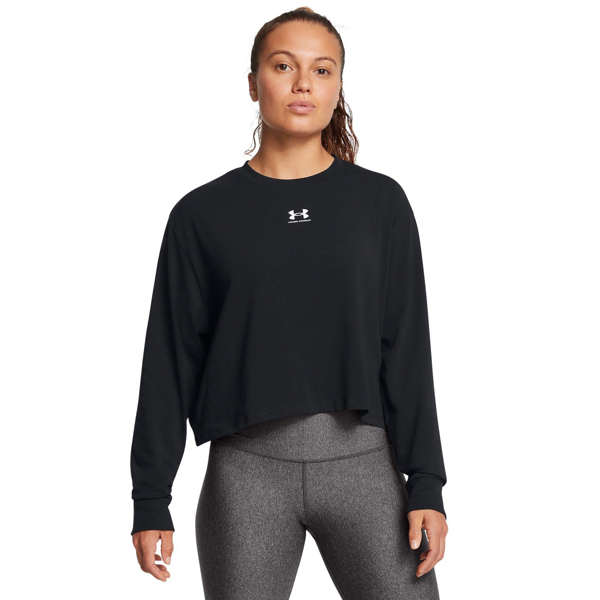 Black/White - Under Armour - Rival Terry Oversized T-Shirt Womens - 2