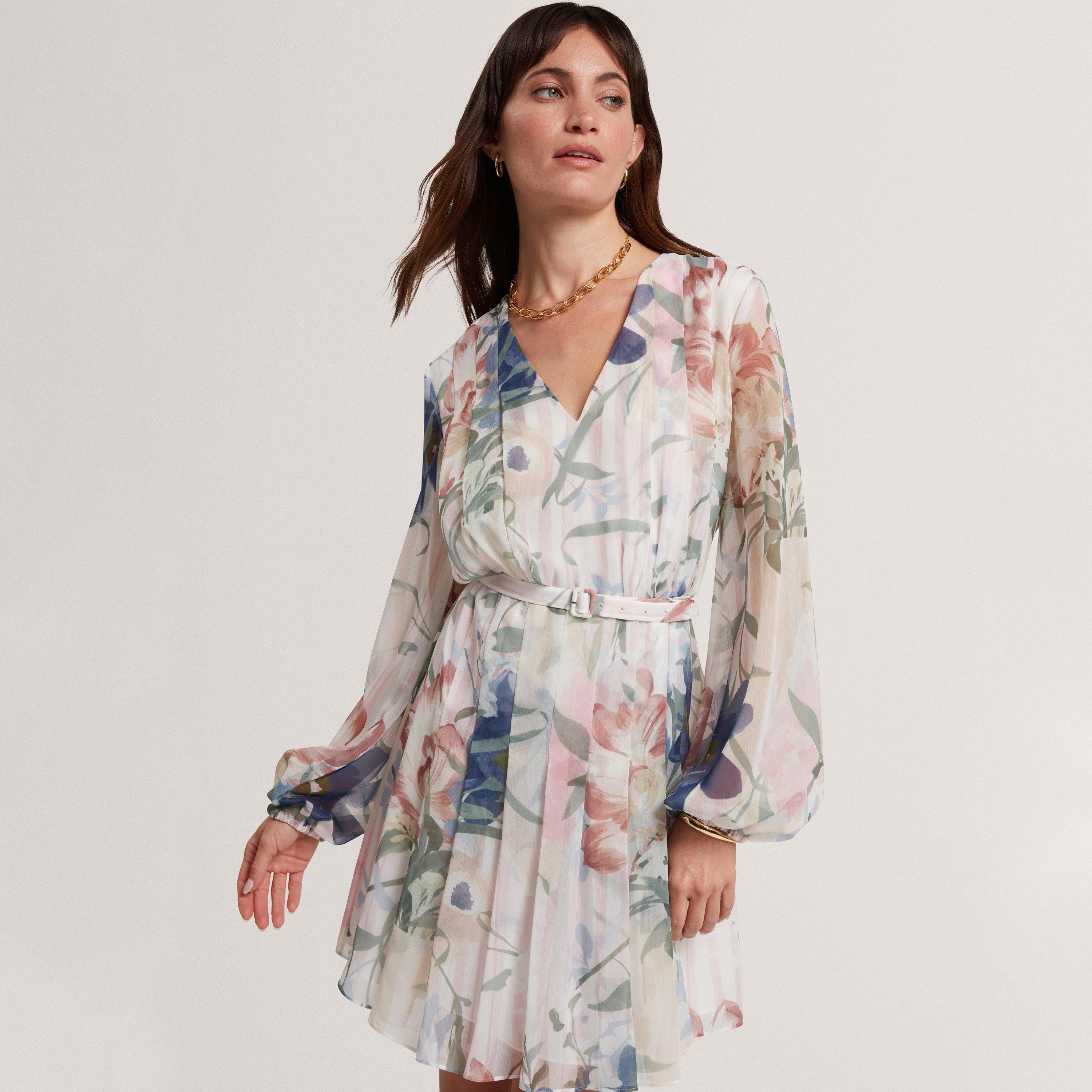 Rosa - Ted Baker - Ted Baker Floral Pleated Long Sleeve Mini Dress - 2