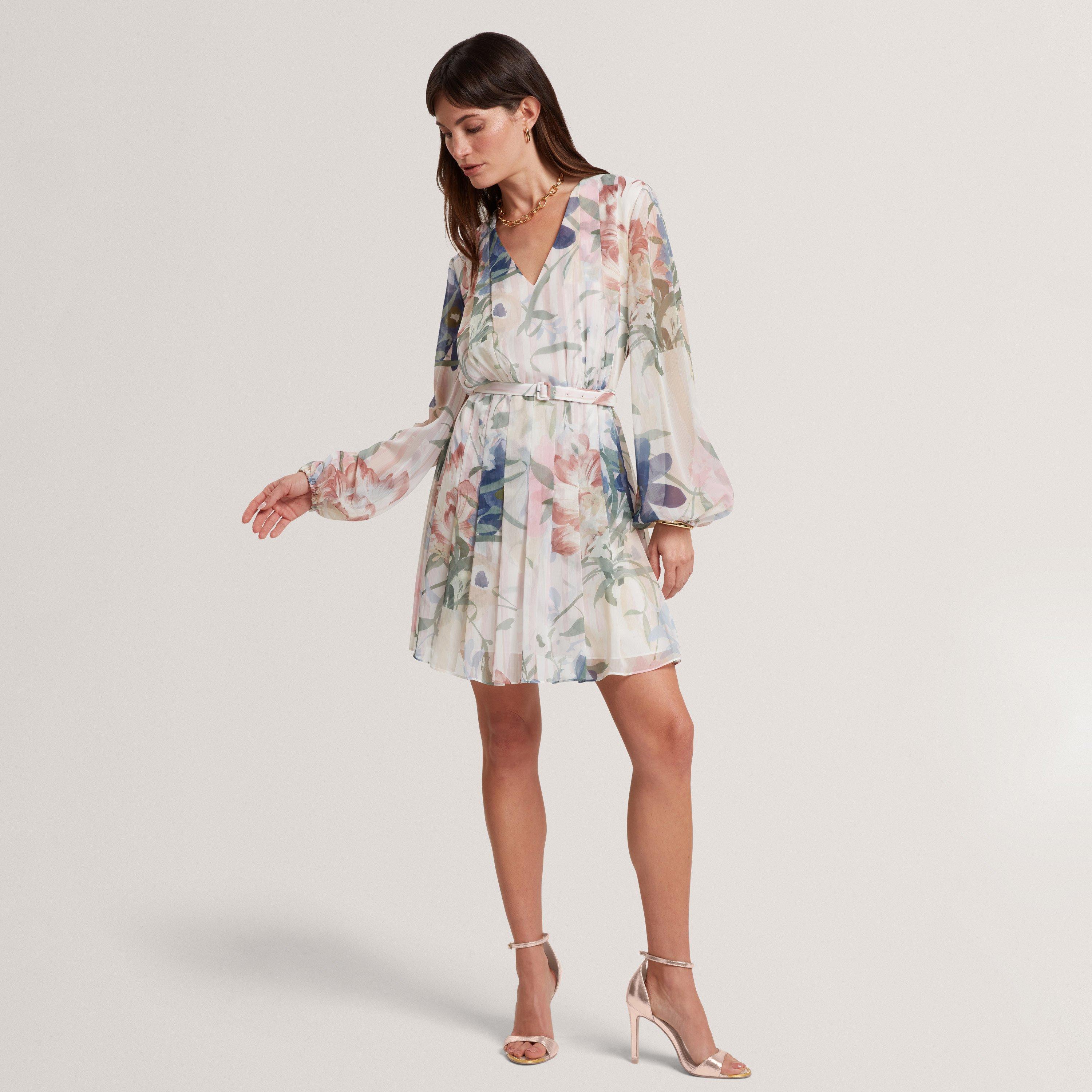 Rosa - Ted Baker - Ted Baker Floral Pleated Long Sleeve Mini Dress - 5