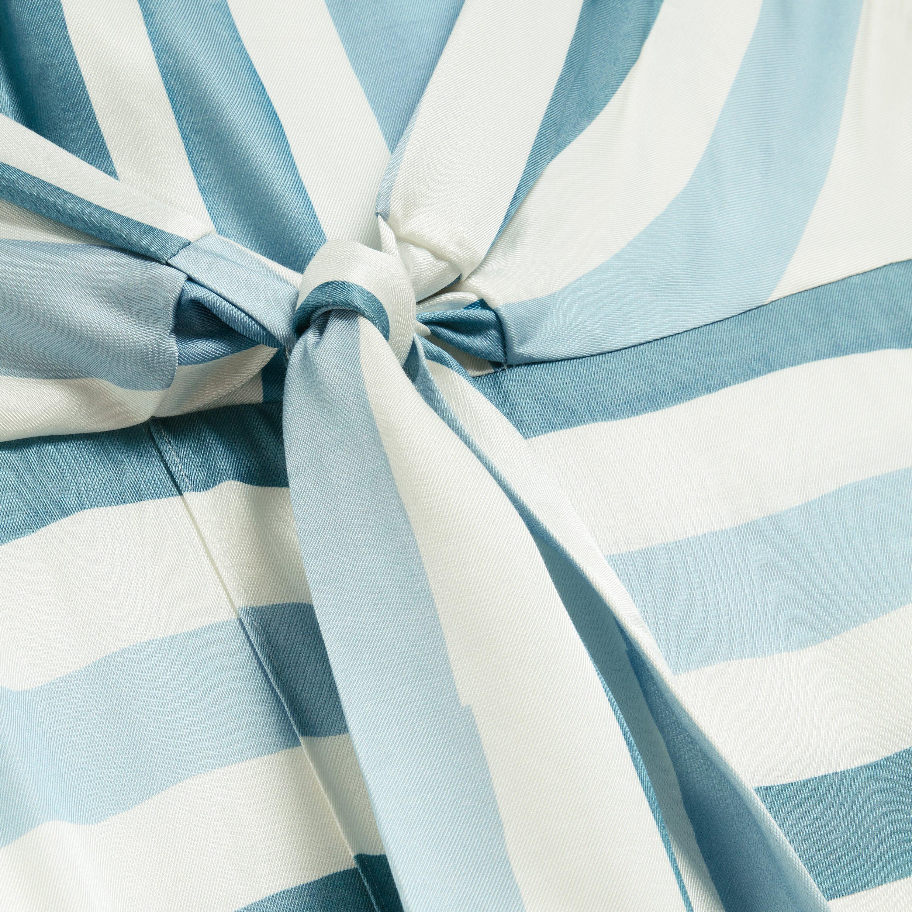 Marfil - Ted Baker - Ted Baker Blue Stripe Tie Front Sleeveless Midi Dress - 4