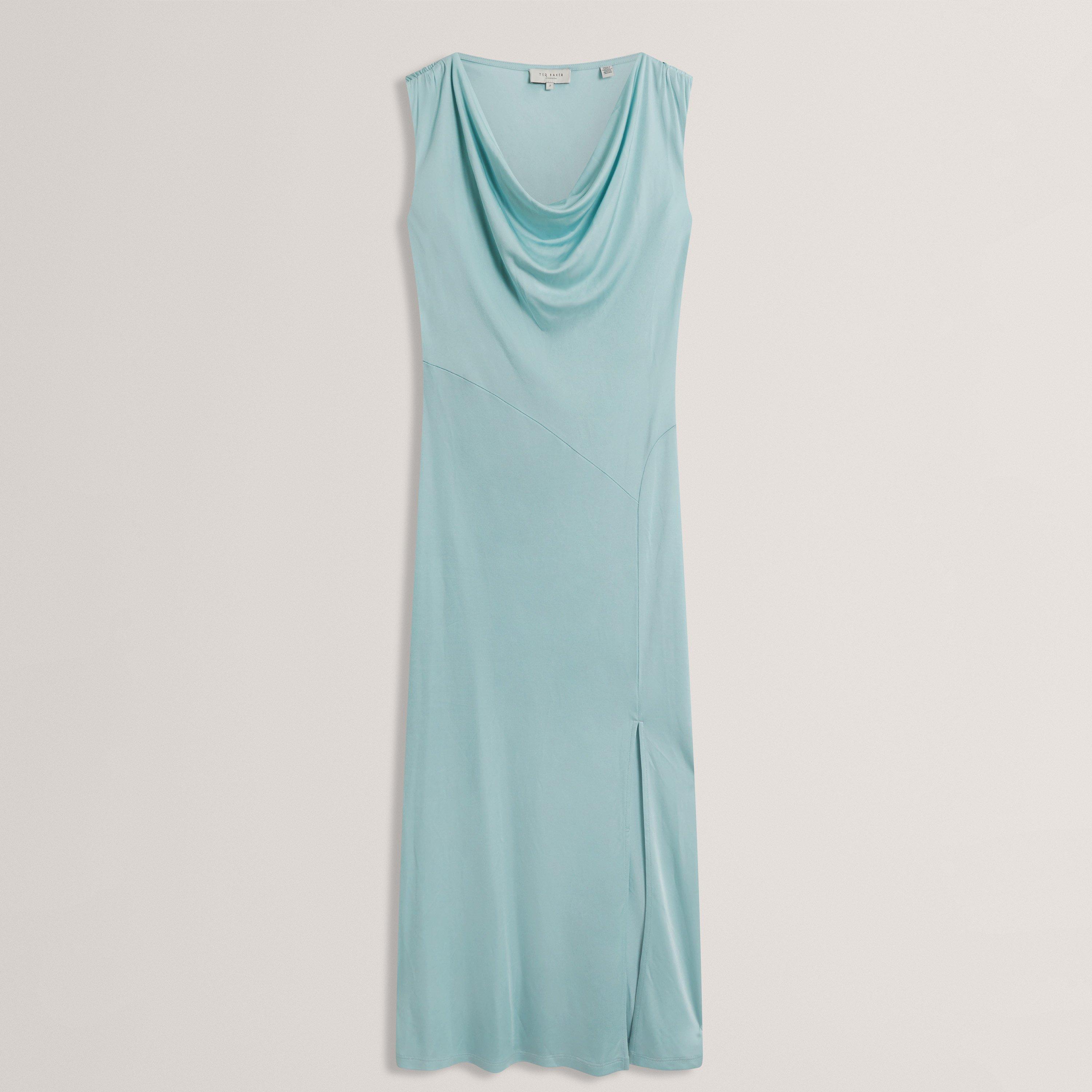 Ted Baker Ted Baker Sleeveless Drape Neck Jersey Maxi Dress - Sky-Blue - Size 14 (L)