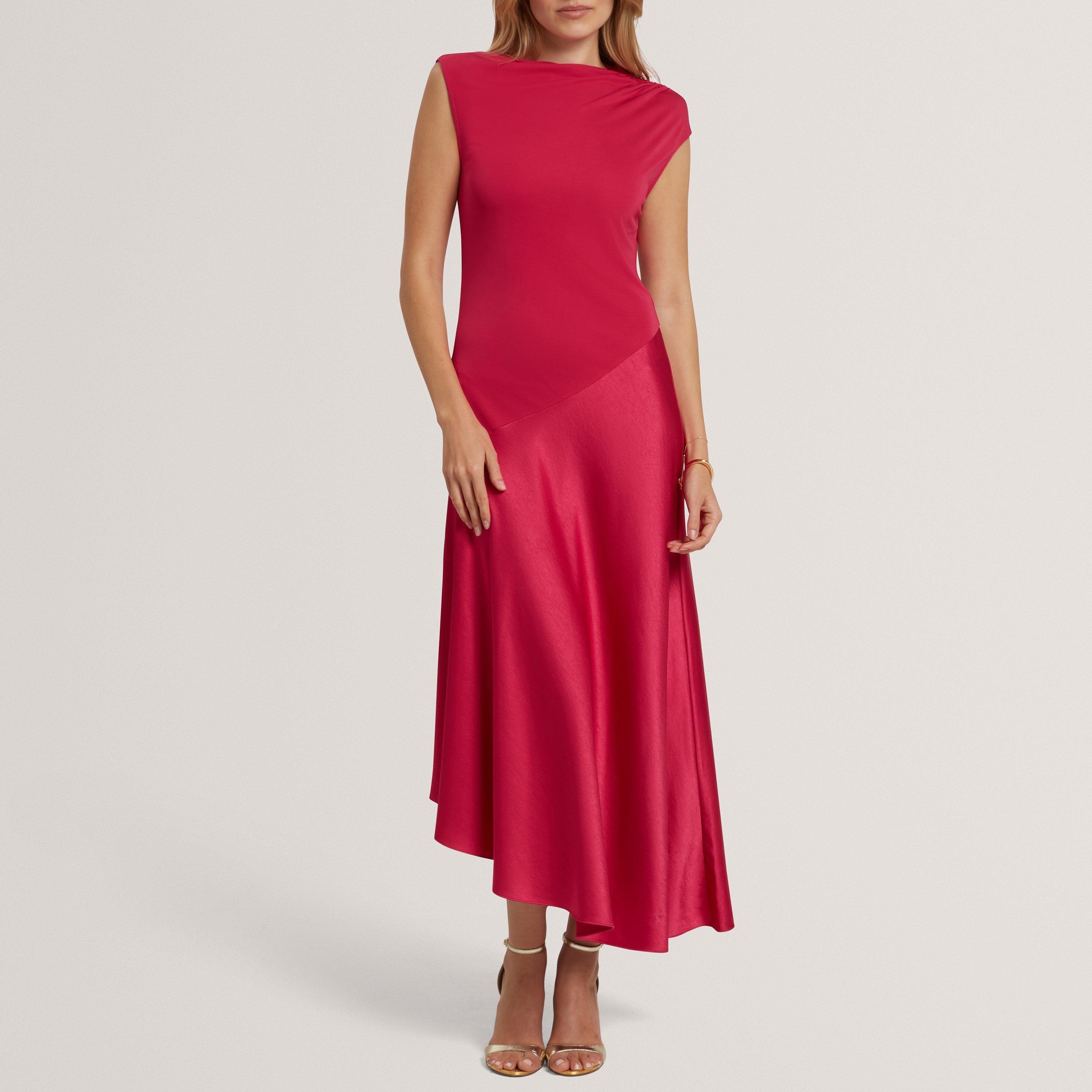 Brt-Pink - Ted Baker - Ted Baker Asymmetric Satin Panel Midi Dress - 2