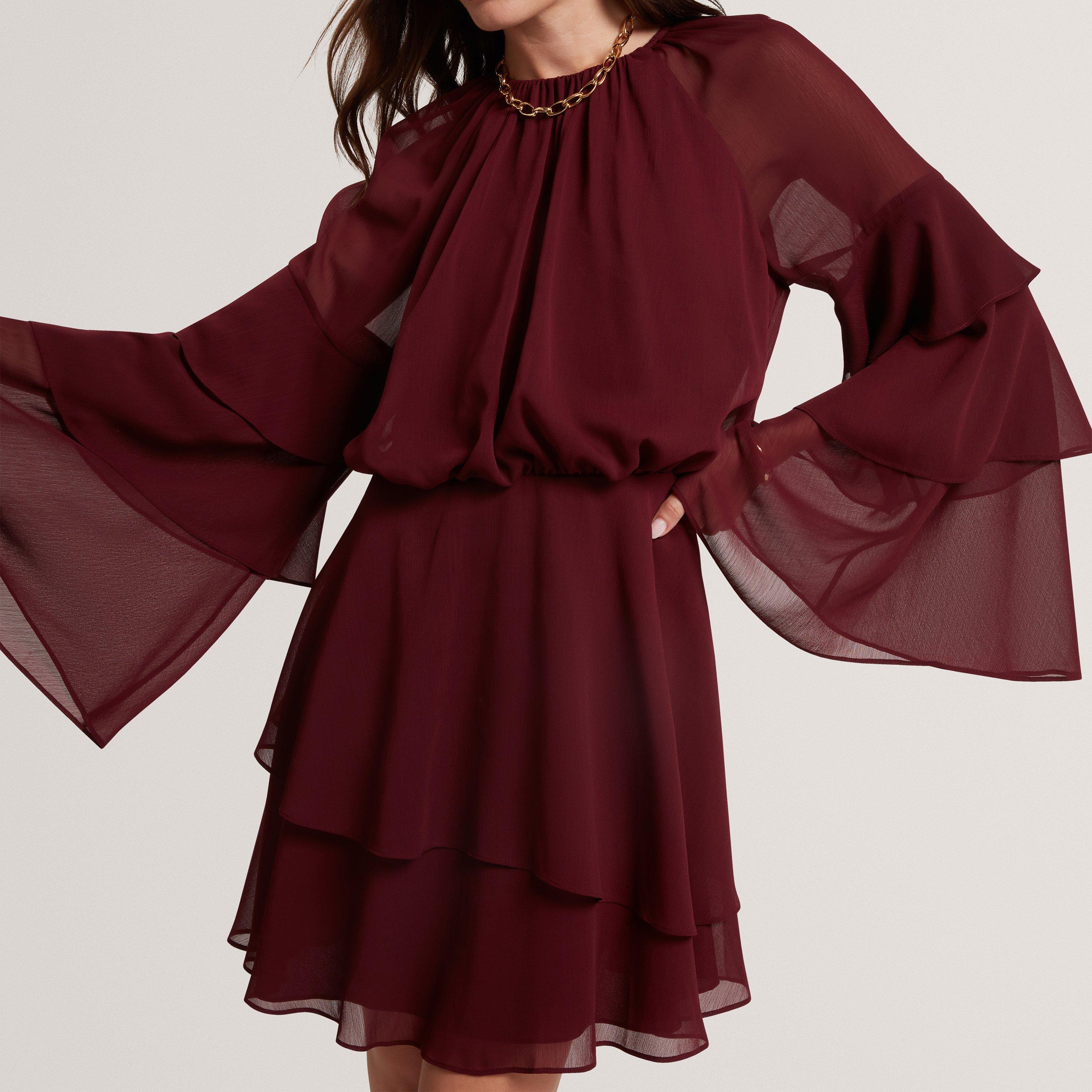Oxblood - Ted Baker - Ted Tier LSMiniDress Ld62 - 2