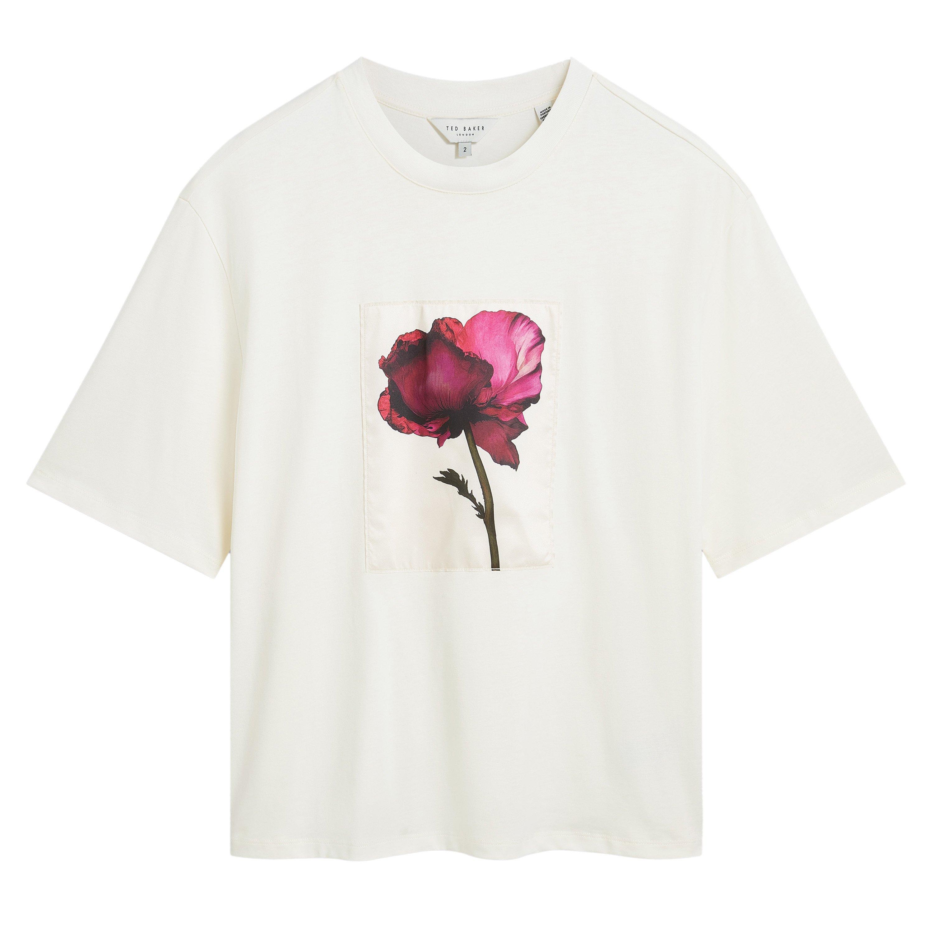 Ivory - Ted Baker - Ted Baker Floral Graphic Soft Touch Fitted T-Shirt - 1
