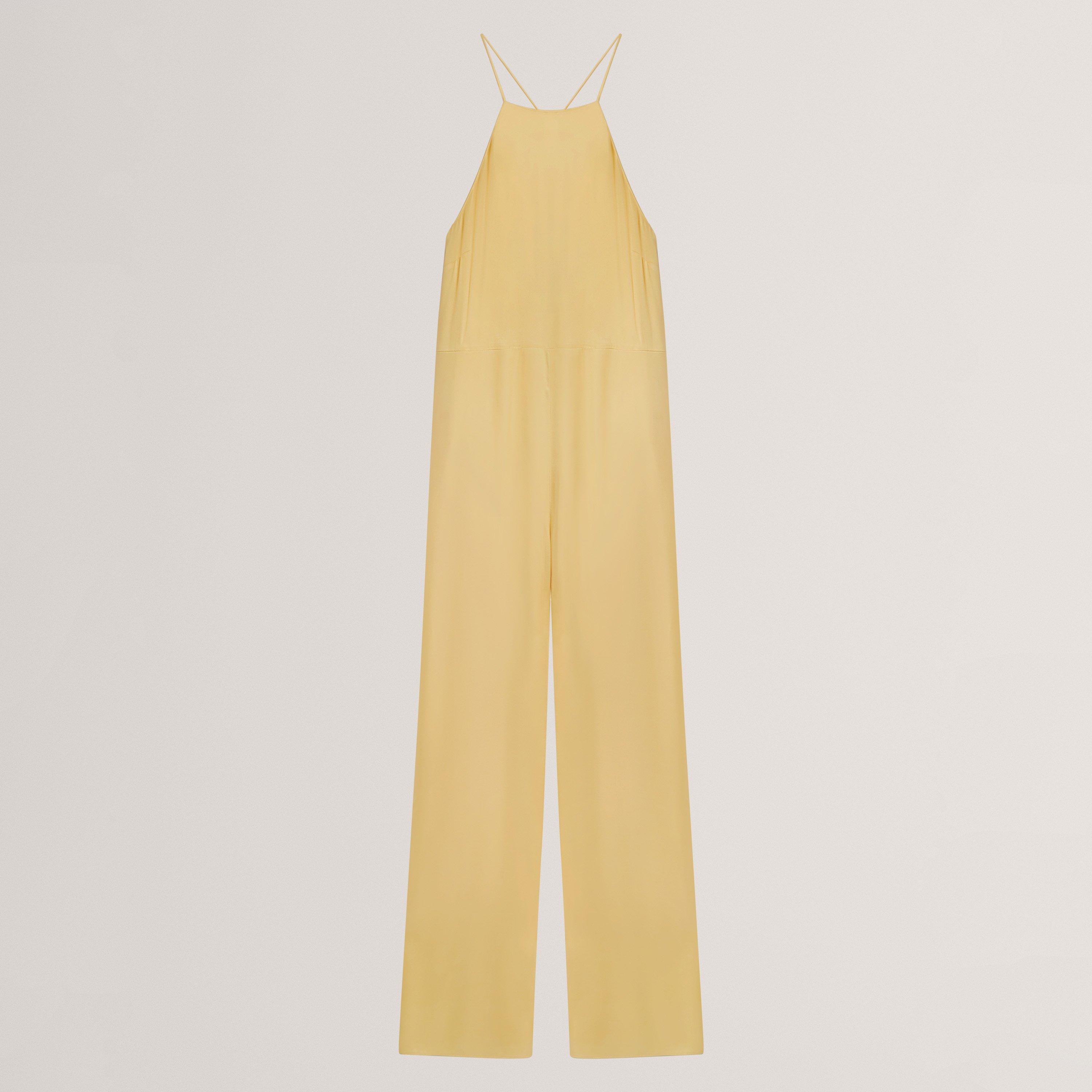 Ted Baker Ted Baker Halter Neck Belted Wide Leg Jumpsuit - Lt-Yellow - Size 12 (M)