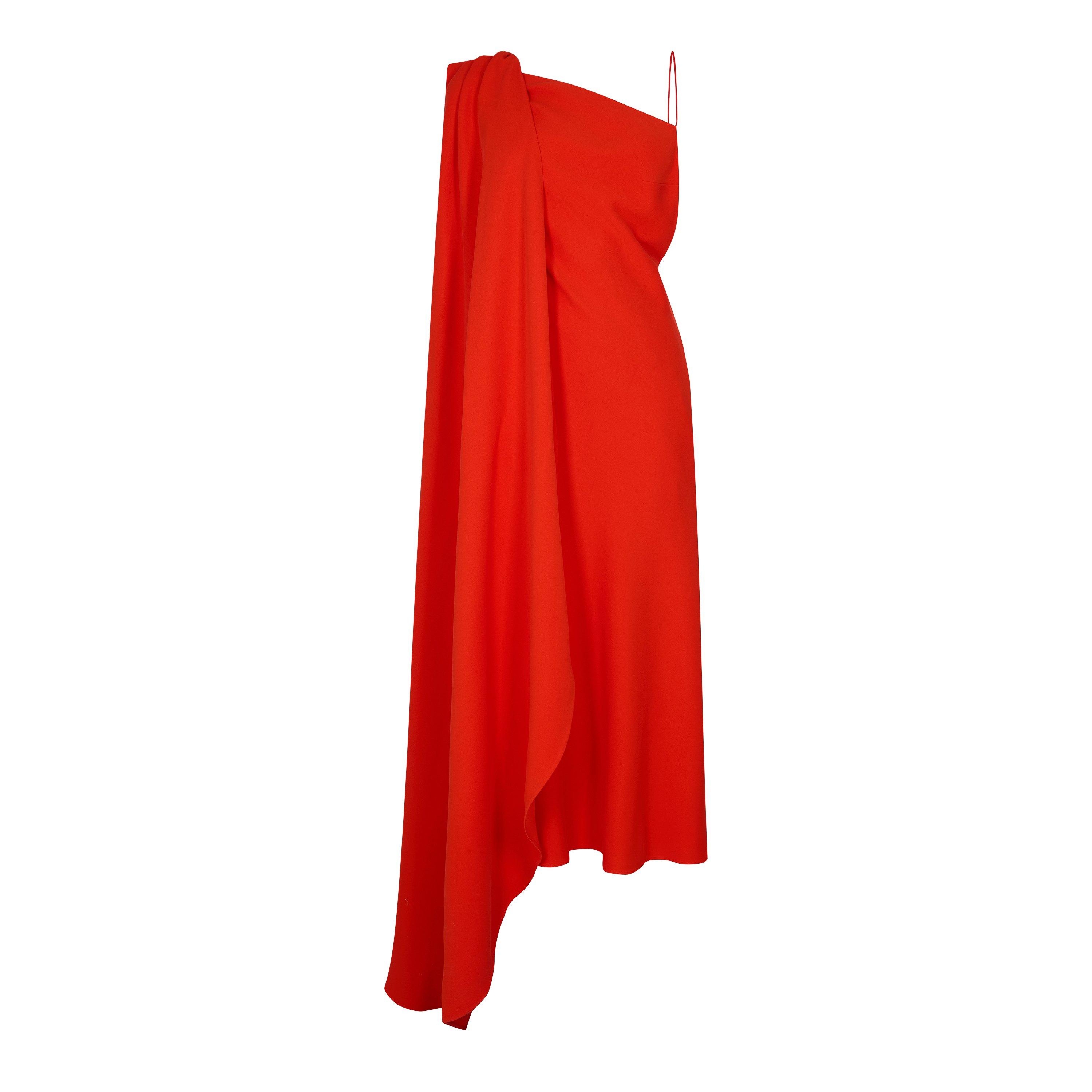 Sunset Red - Balenciaga - Bal Draped Dress Ld62 - 1