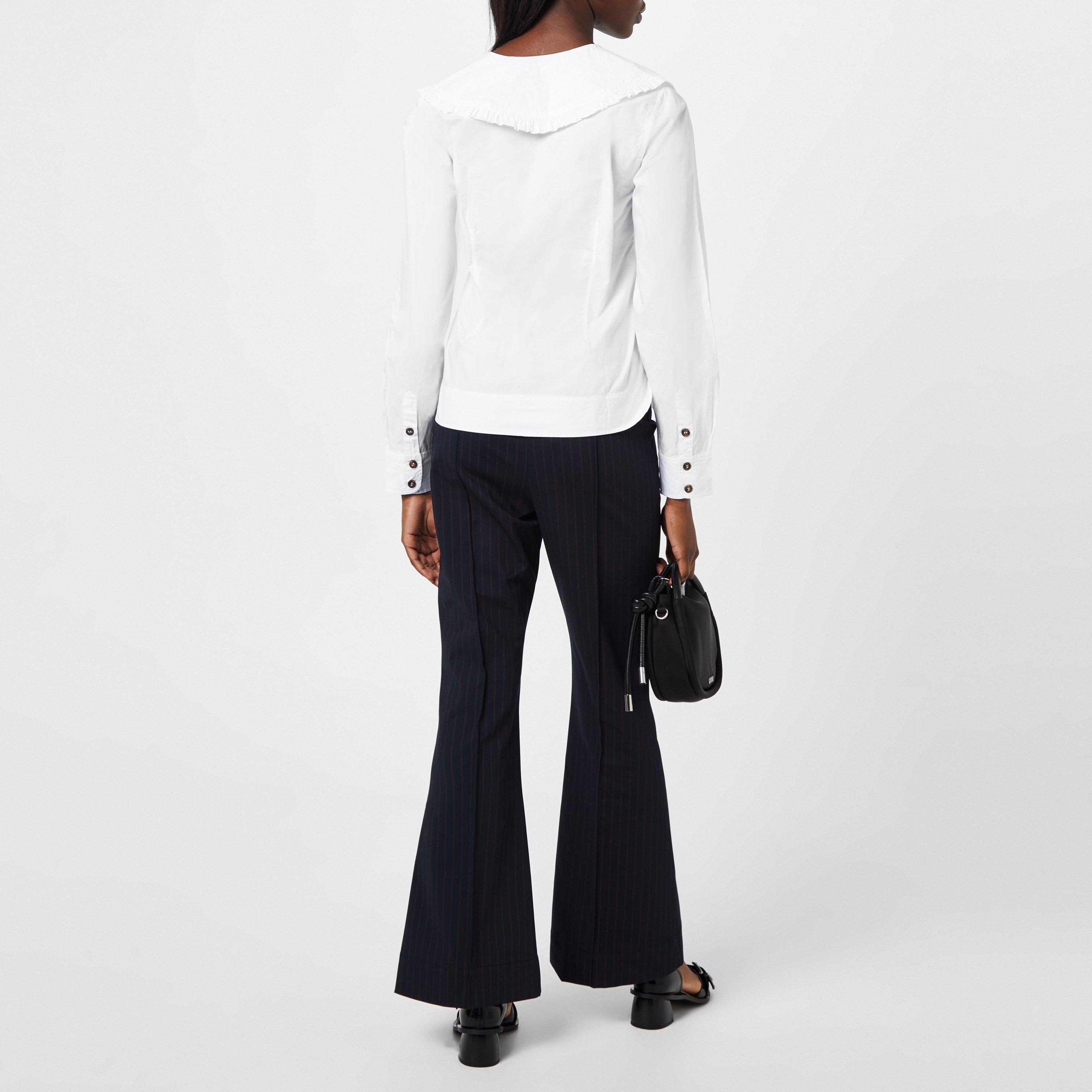 Bright White - Ganni - Women's Cotton Poplin Long Sleeve Shirt - 4