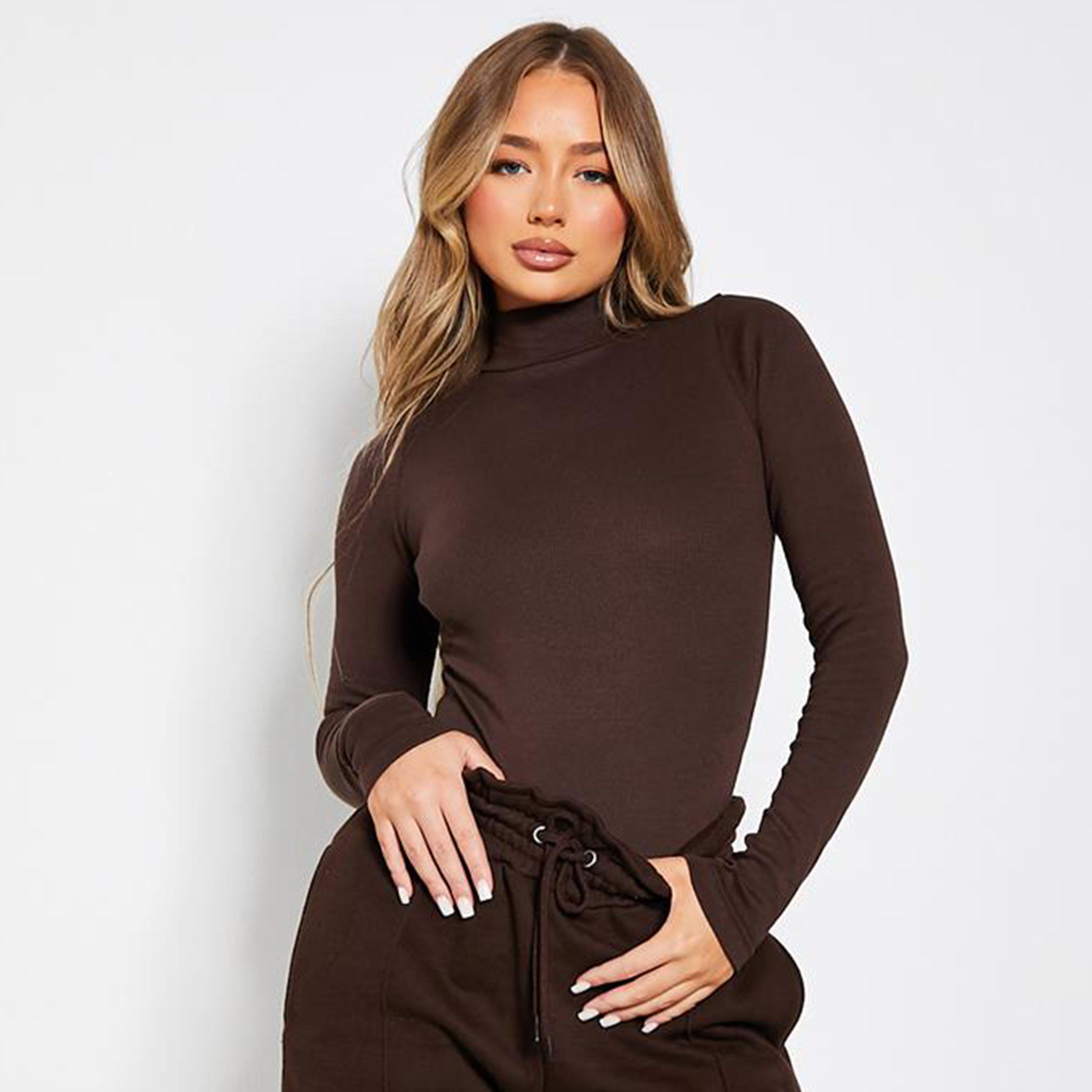 Chocolade - I Saw It First - ISAWITFIRST Cotton Rib Roll Neck Bodysuit - 2