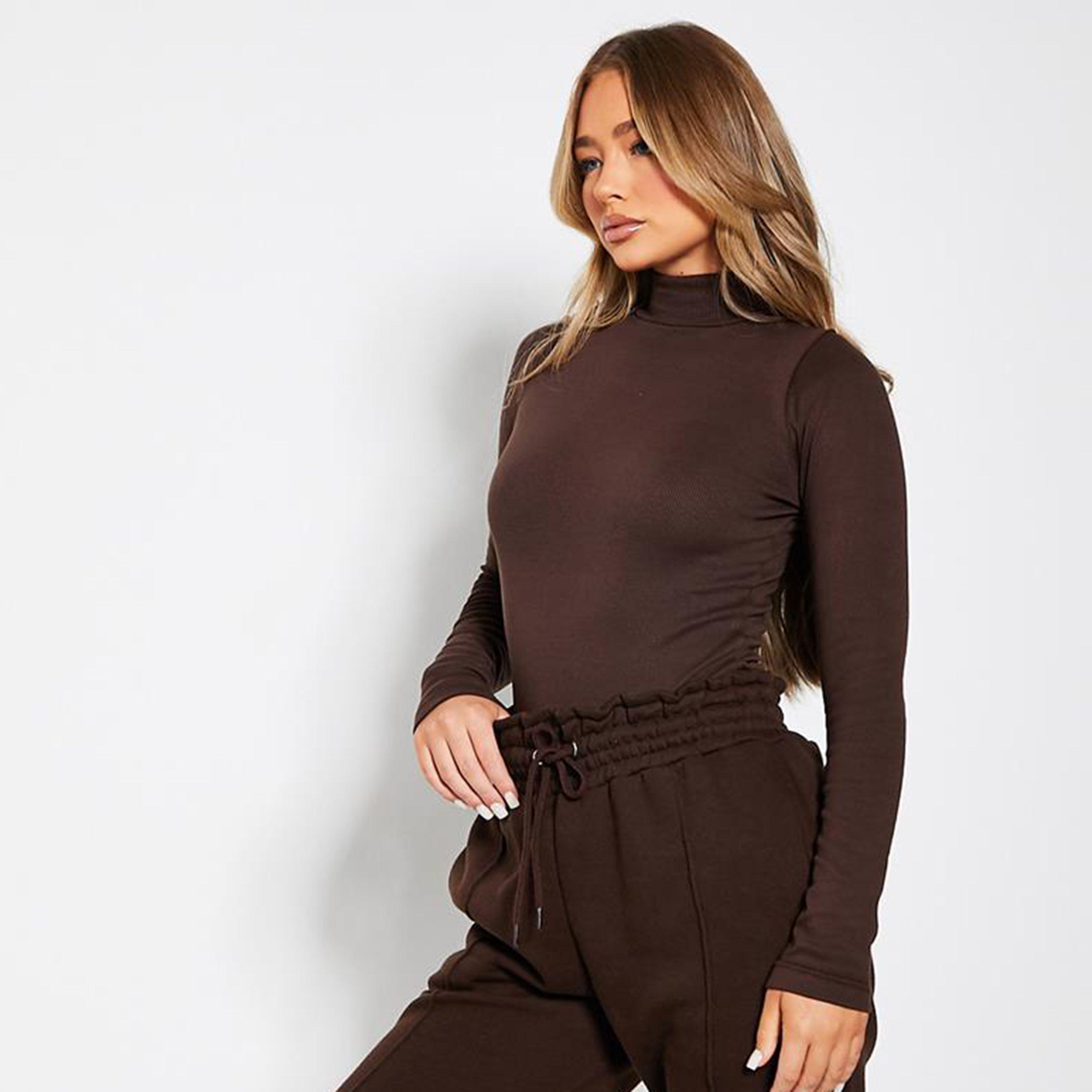 Chocolade - I Saw It First - ISAWITFIRST Cotton Rib Roll Neck Bodysuit - 3