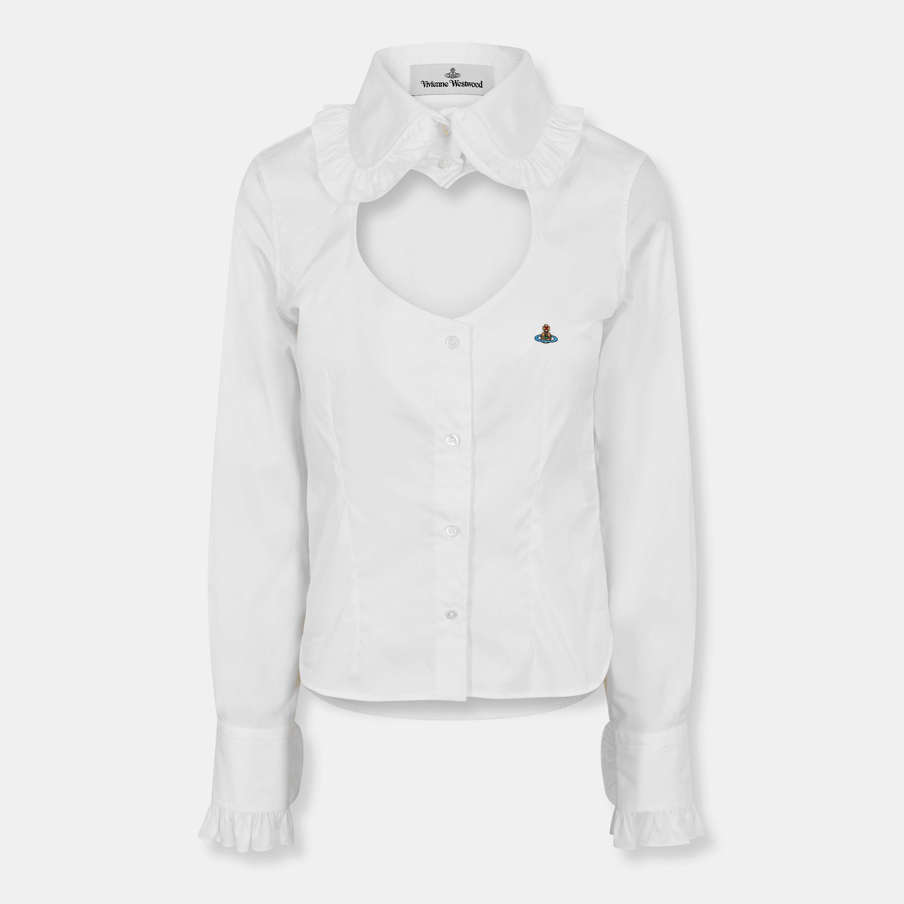 Vivienne Westwood Women's Viv Frill Short Sleeve Plain Shirt - White - Size 12 (M)