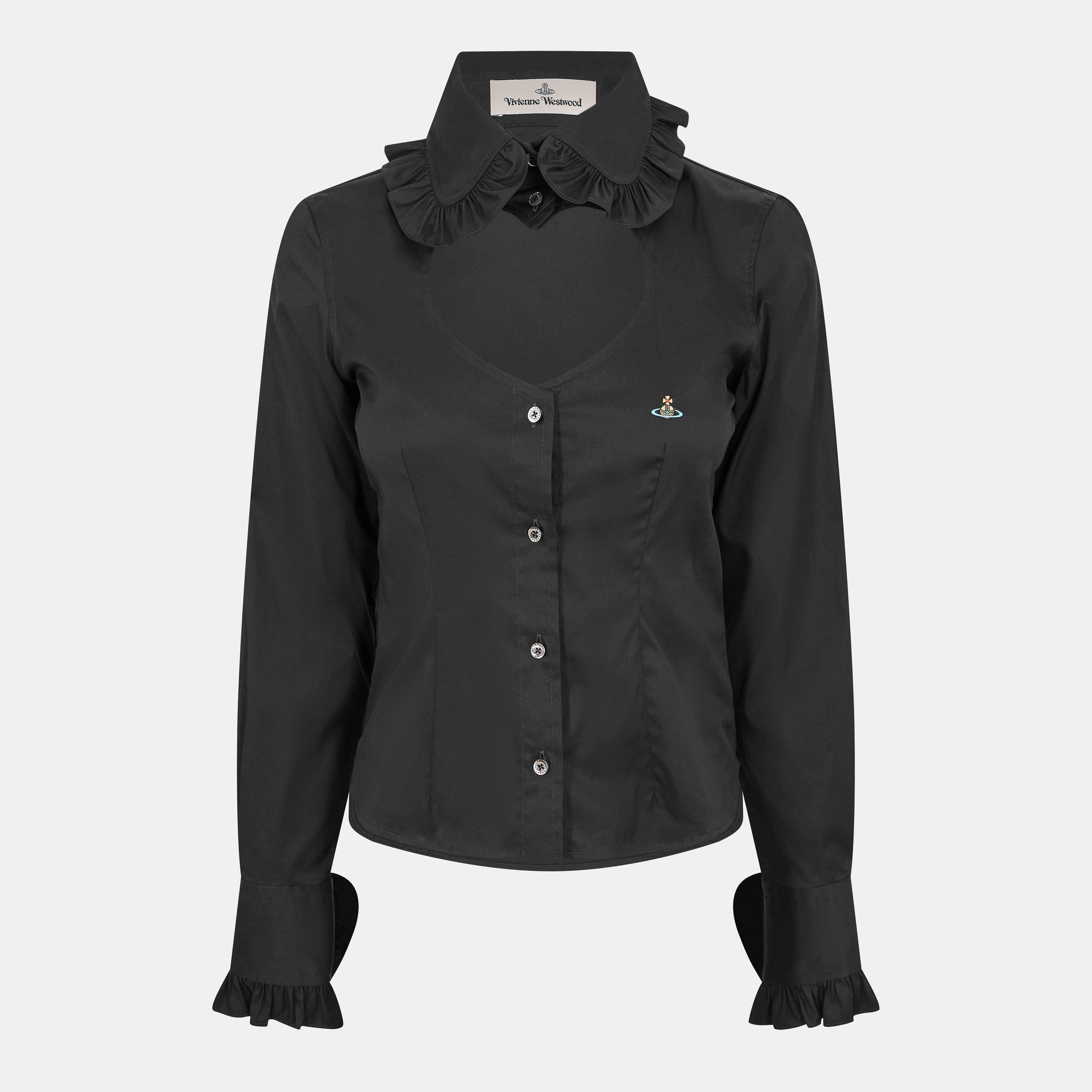 Vivienne Westwood Women's Viv Frill Short Sleeve Plain Shirt - Black - Size 14 (L)