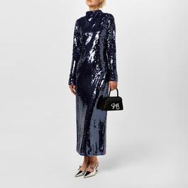 Self Portrait Open-Back Sequin Mesh Midi Dress