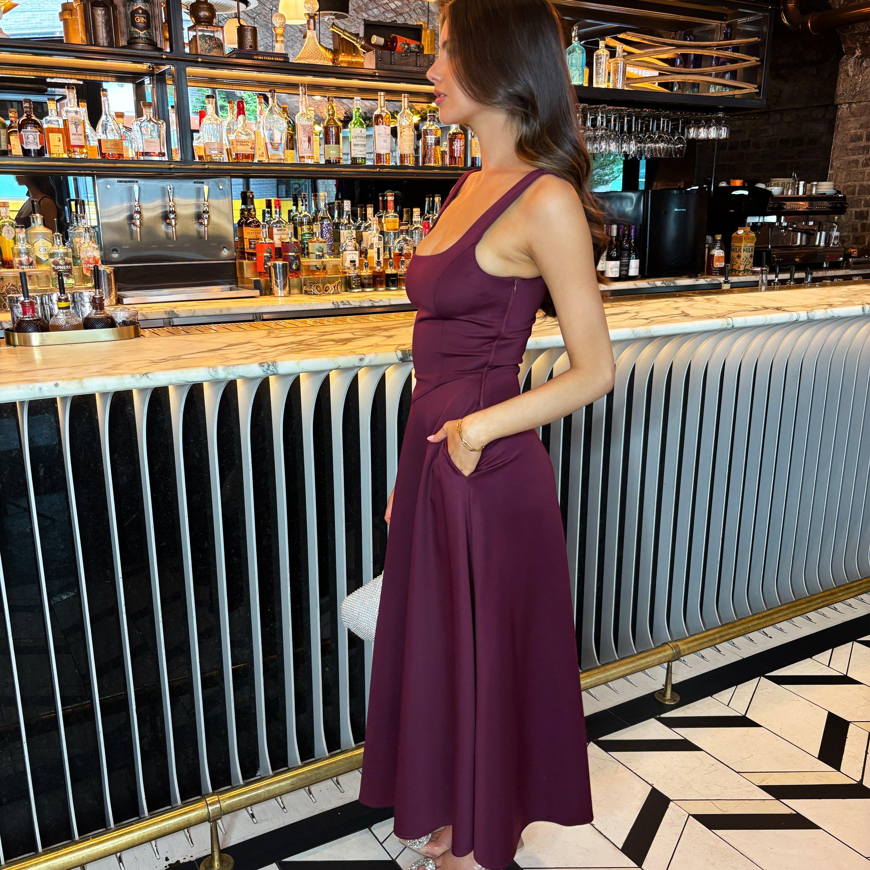 Plum - AX Paris - Neck A-line Midi Dress - 4