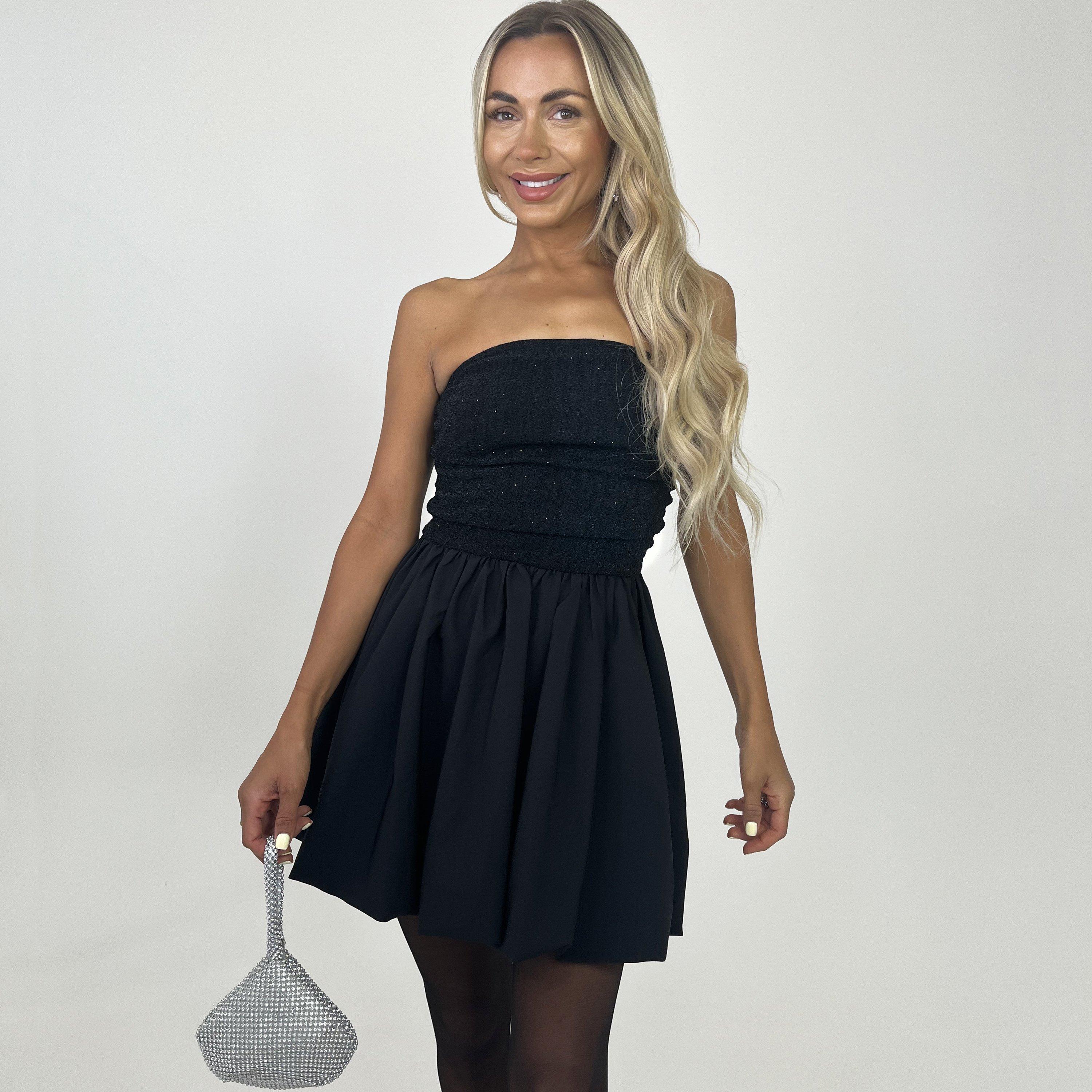 Black - AX Paris - 2 in 1 Embellished Top Bubble Hem Mini Dress - 3