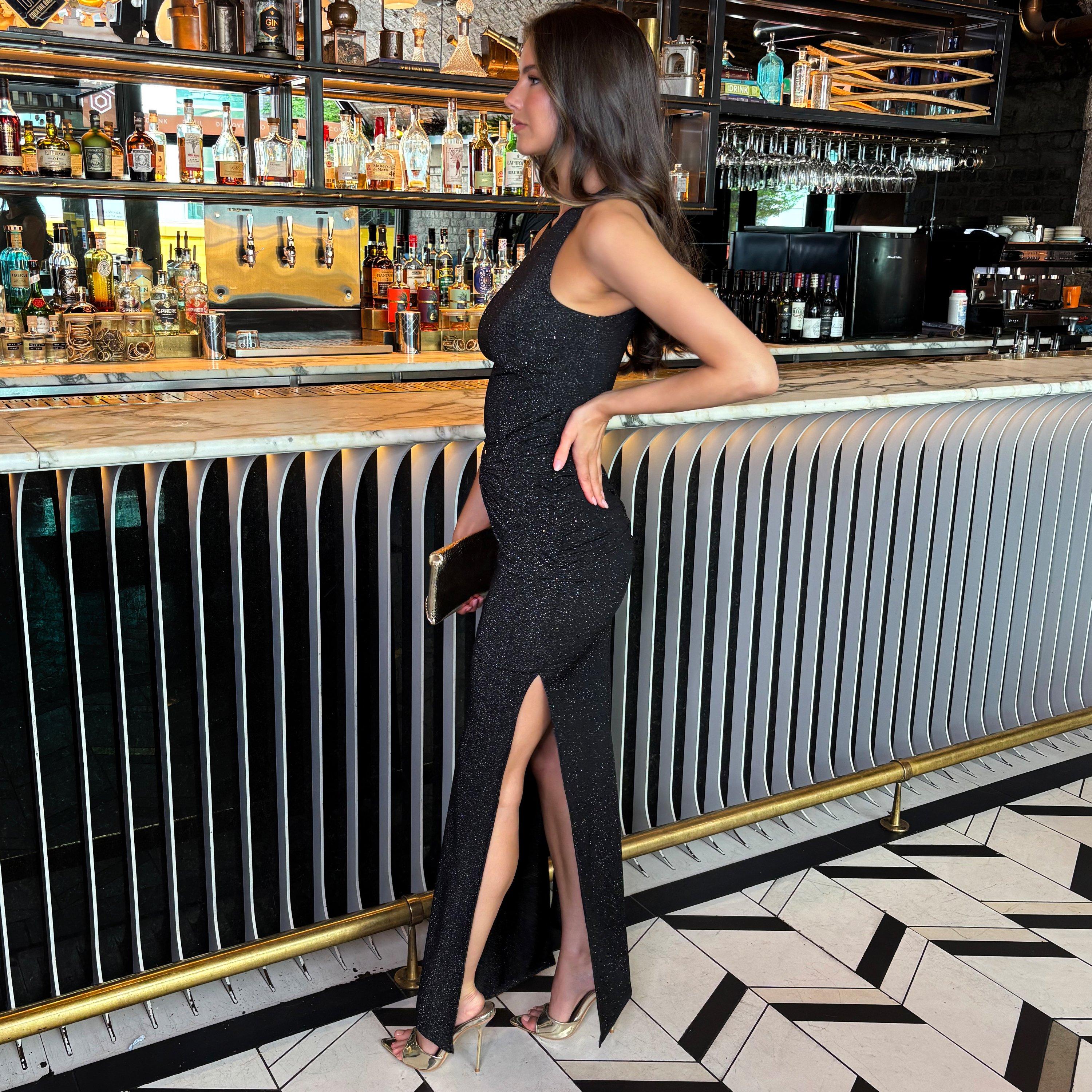 Black - AX Paris - Sparkle O-Ring Detail Bodycon Midi Dress - 4