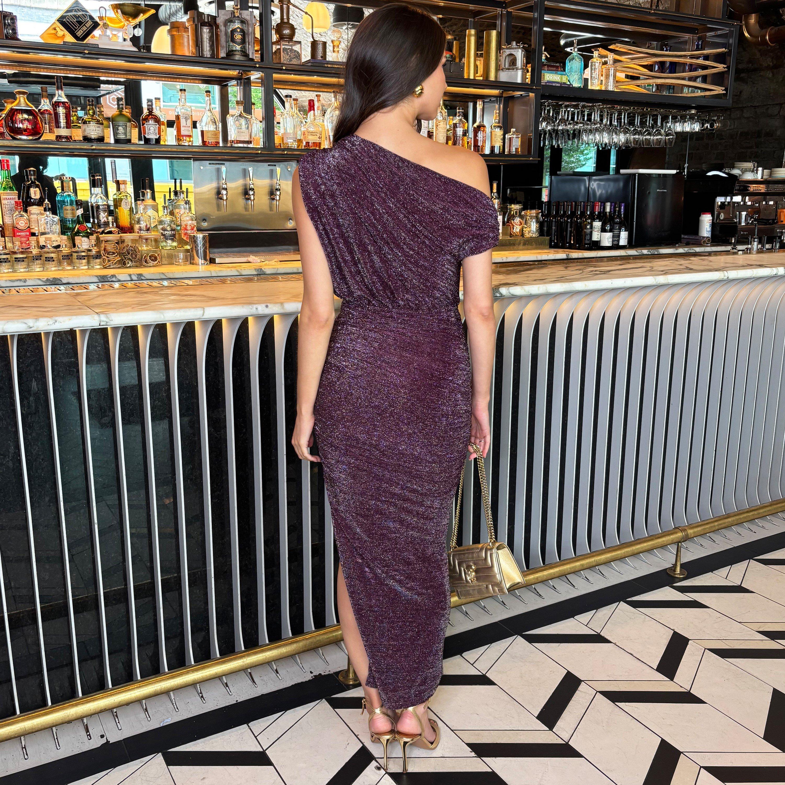 AX Paris Sparkle Off The Shoulder Draped Top Midi Dress | Sports