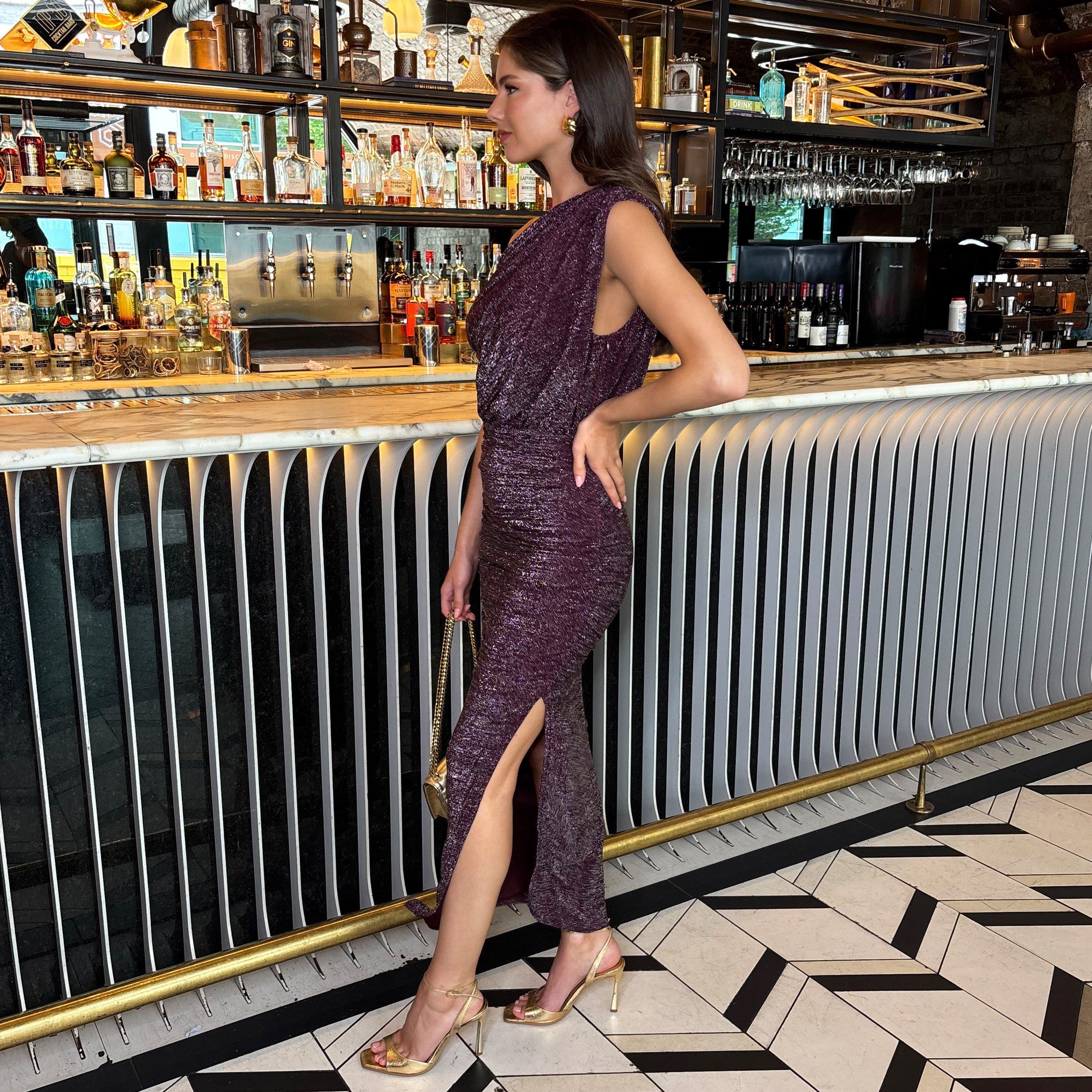 AX Paris Sparkle Off The Shoulder Draped Top Midi Dress | Sports