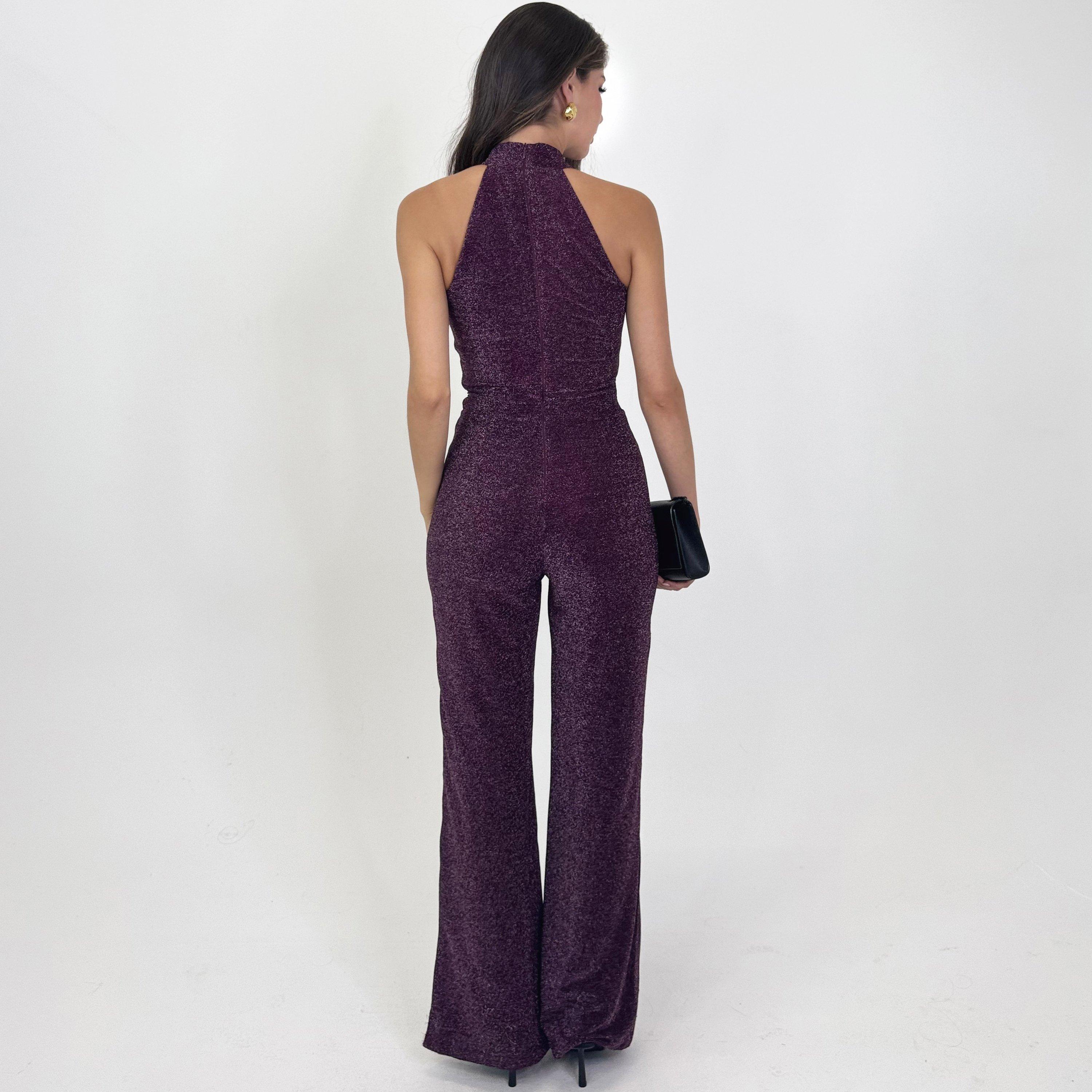 Plum - AX Paris - Halter Neck Draped Waist Jumpsuit - 2