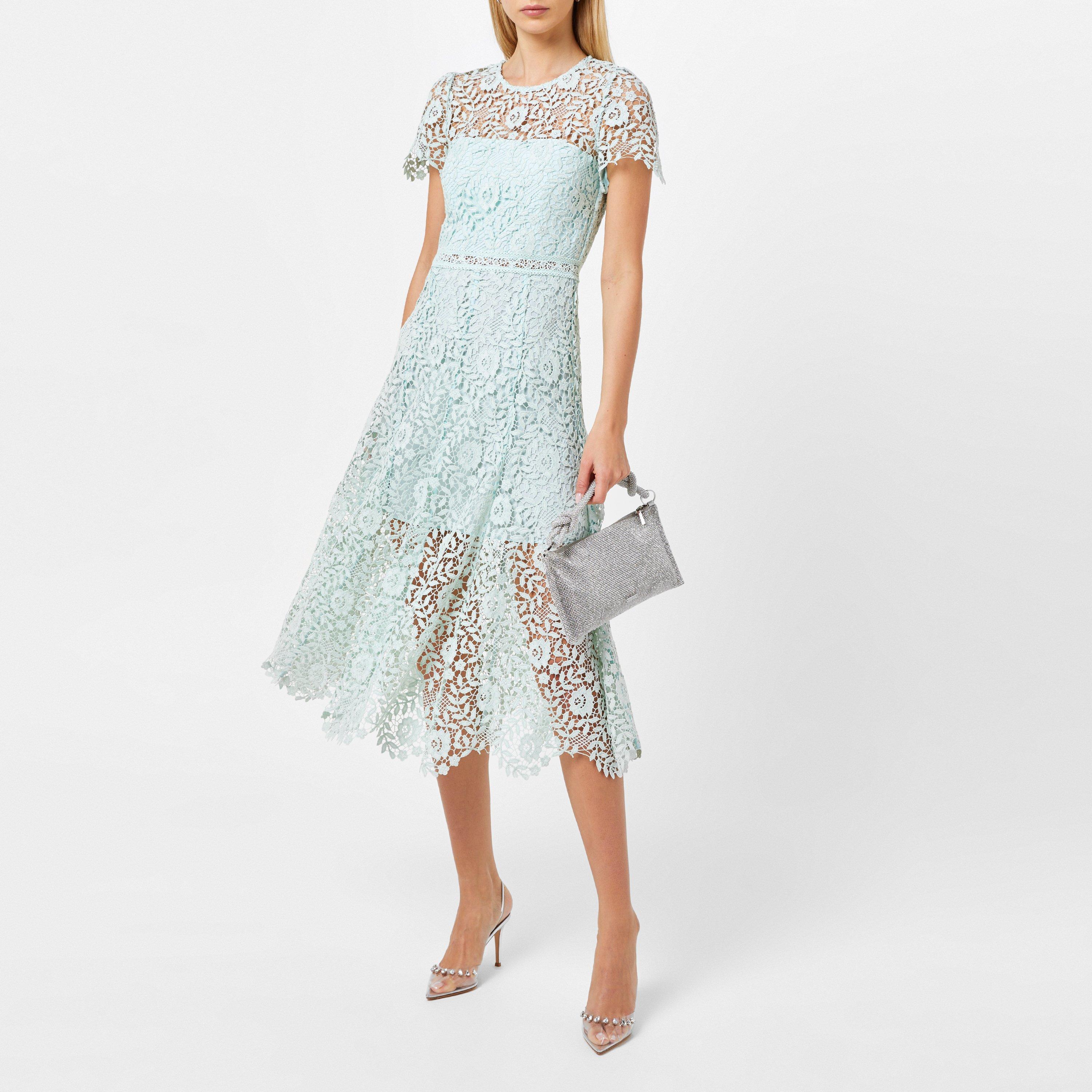 Blue - Self Portrait - Women's Rose Lace Detailed Midi Dress - 2