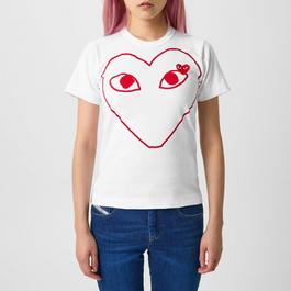 Comme des Garcons PLAY Peeping Heart Outline T Shirt