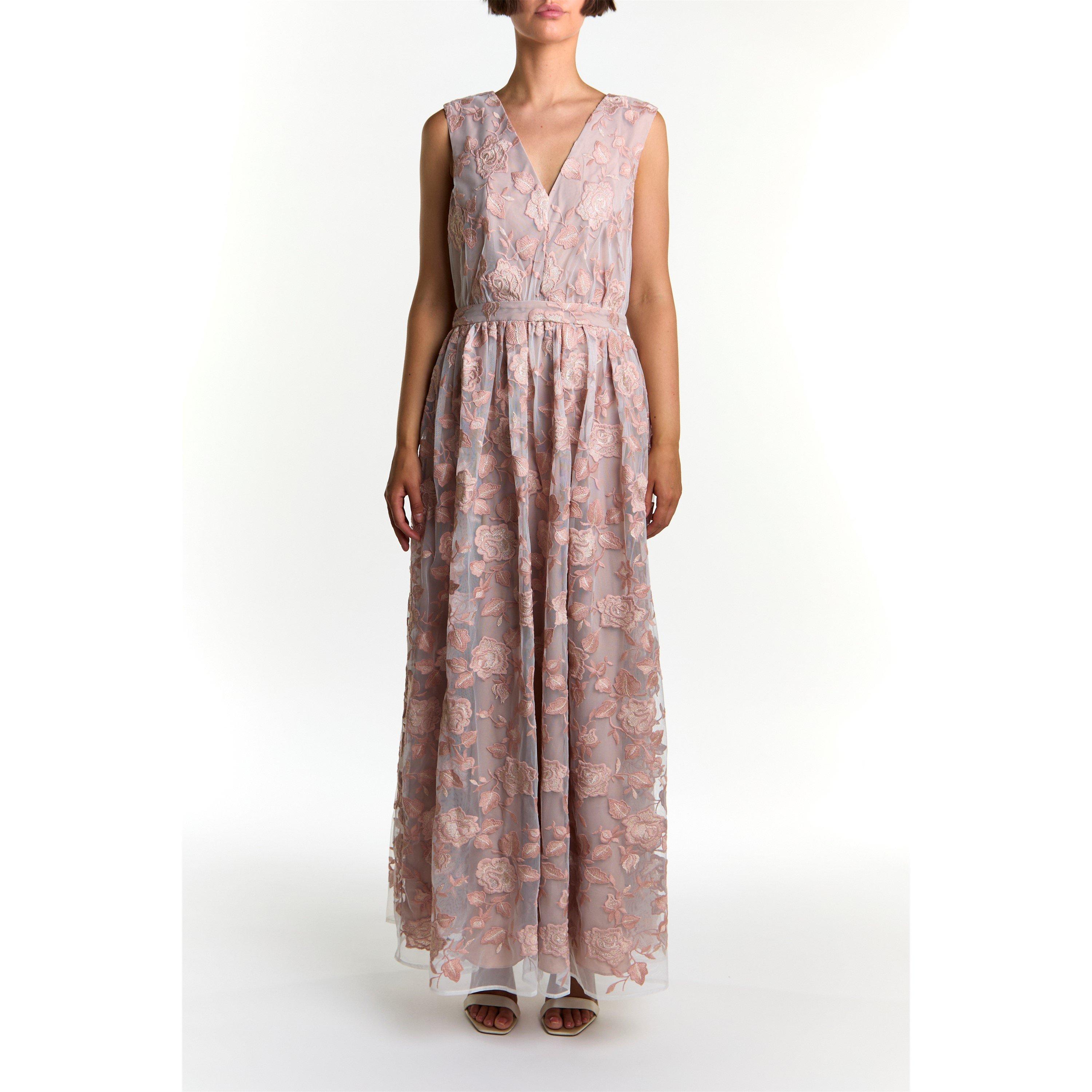 true decadence grey dress Grey-Soft-Floral Drew cold shoulder ruffle dress main image 1