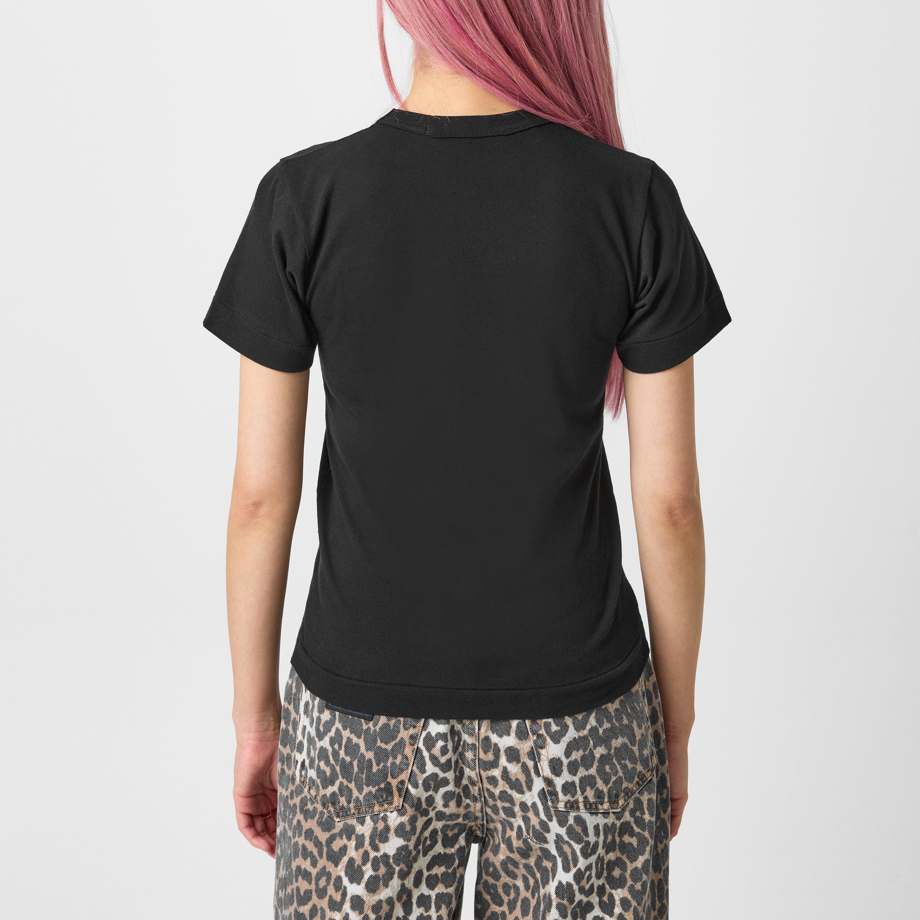 1 Black/Red - Comme des Garcons PLAY - Double Peeping Hearts T-Shirt - 4