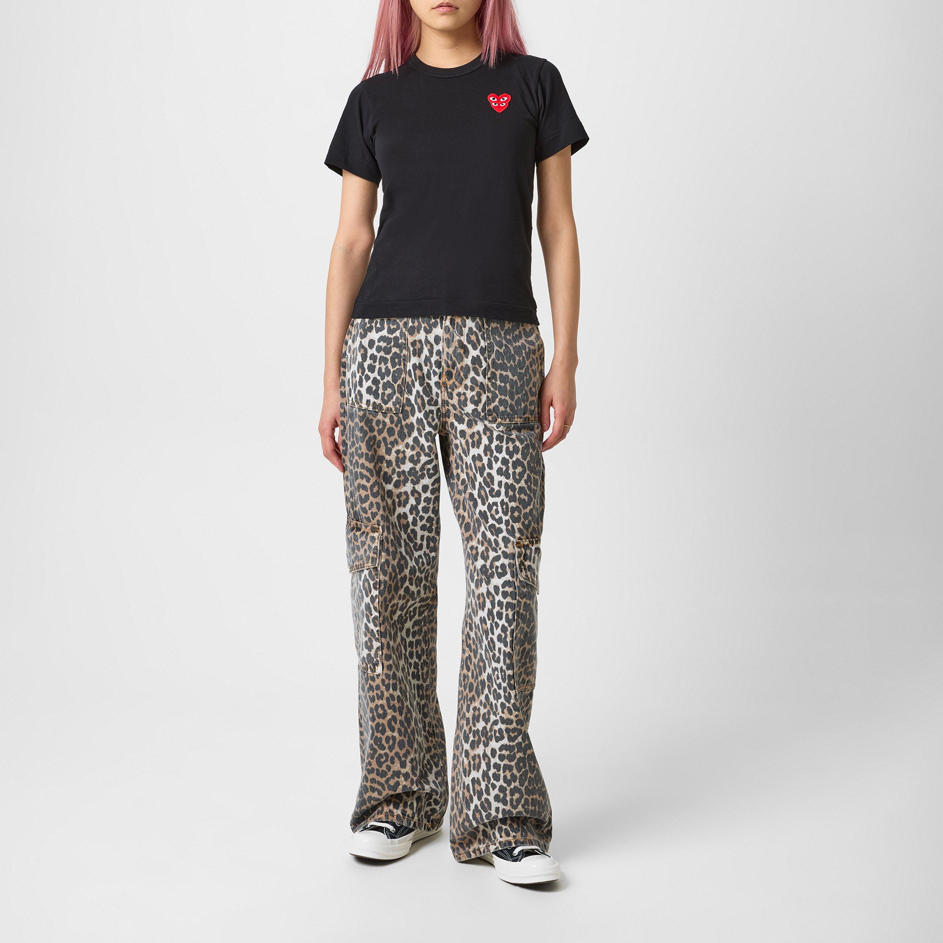 1 Black/Red - Comme des Garcons PLAY - Double Peeping Hearts T-Shirt - 6