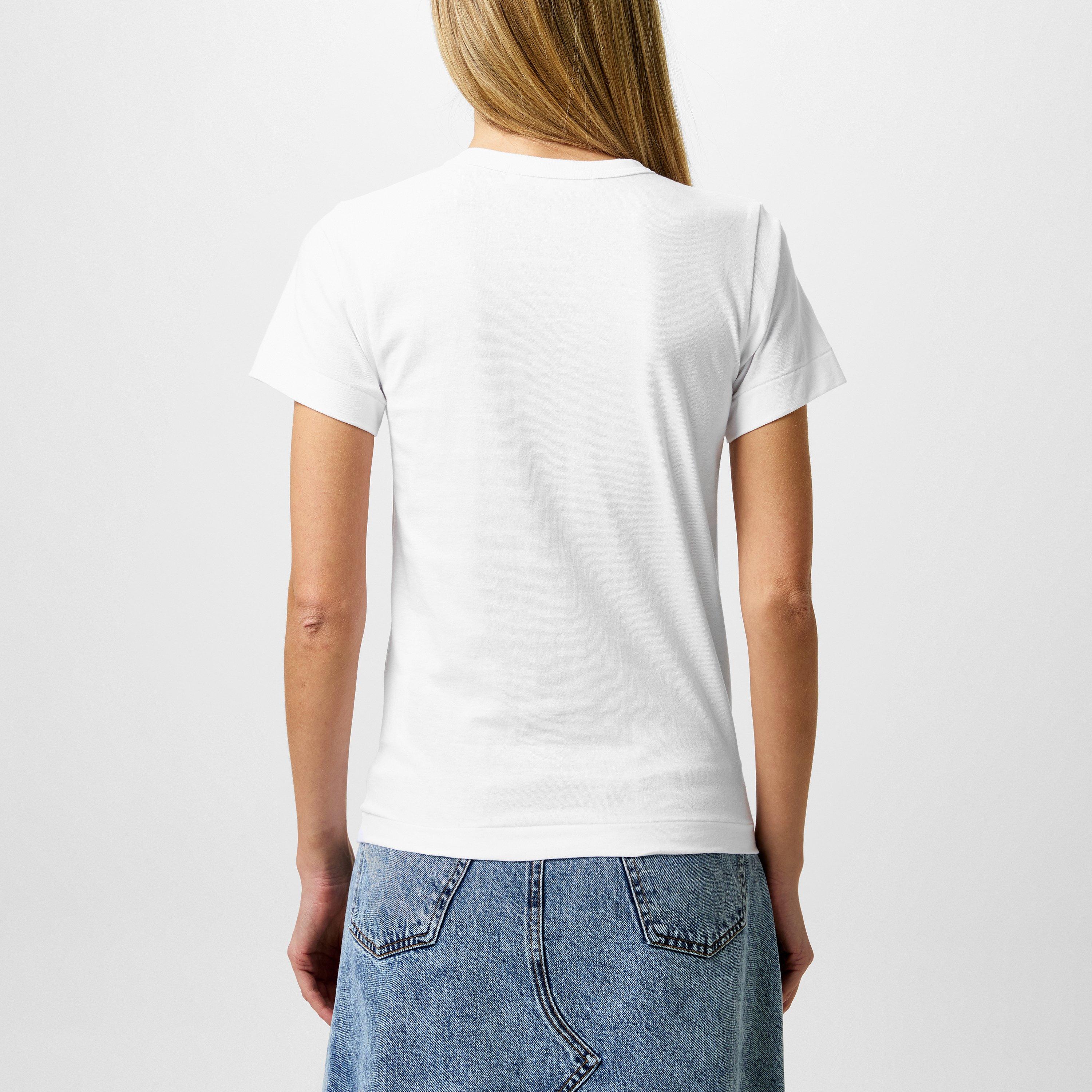 White/Blue 2 - Comme des Garcons PLAY - Printed Peeping Hearts T Shirt - 3