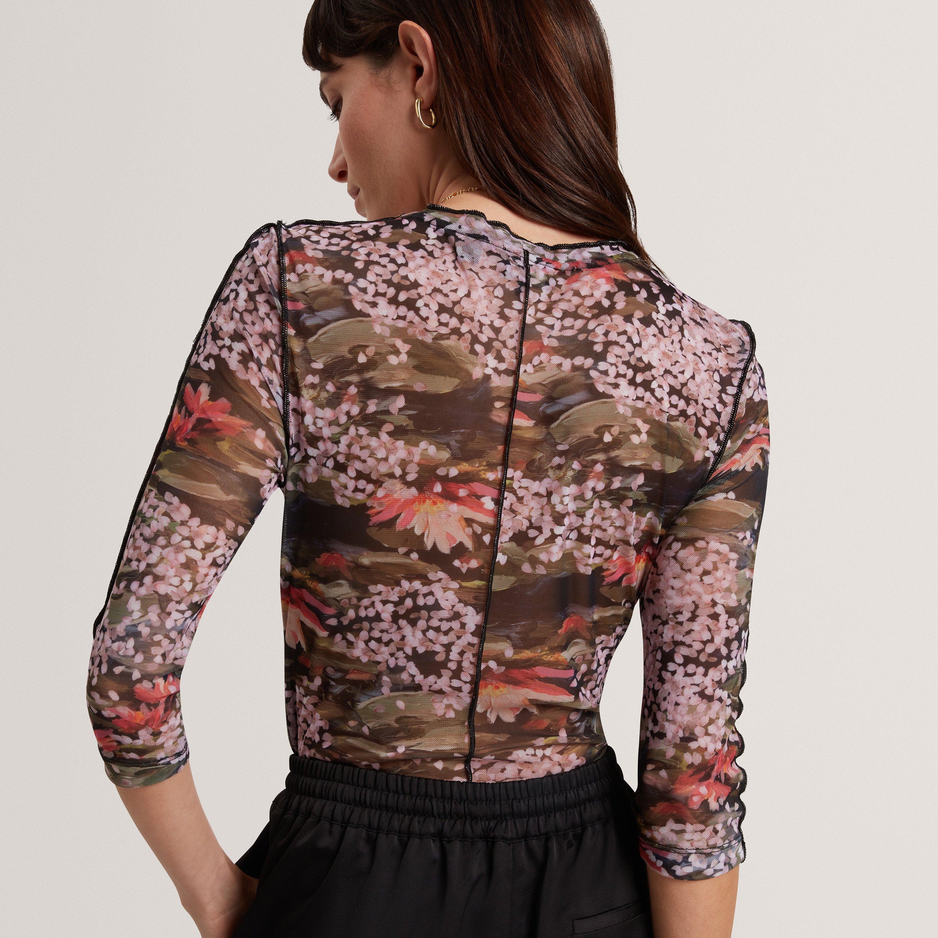 Black - Ted Baker - Ted Mesh Print Top Ld63 - 3